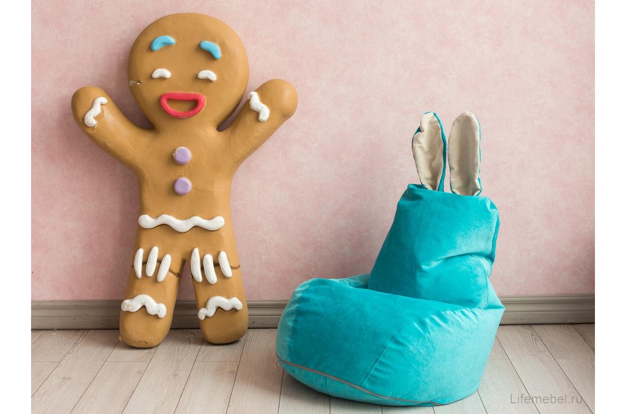 Пуф-мешок Зайчик бирюзовый