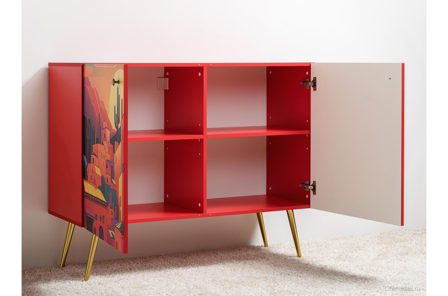 Тумба Кармин 16.230.03 красный / белый