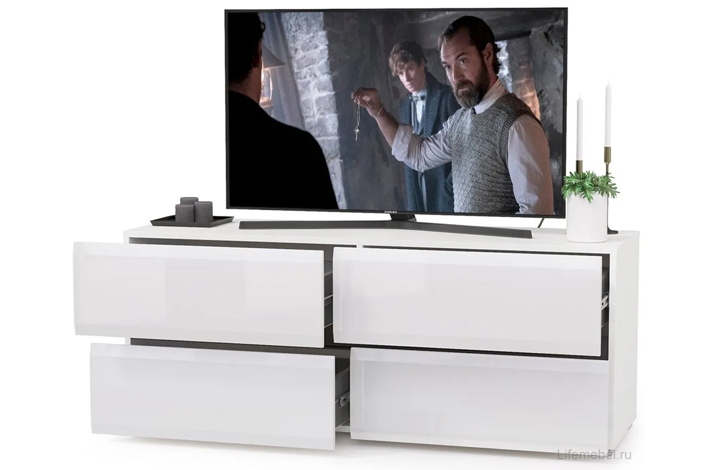 Модульная гостиная Сейдиль белый премиум / черный / белый глянец комплектация 2