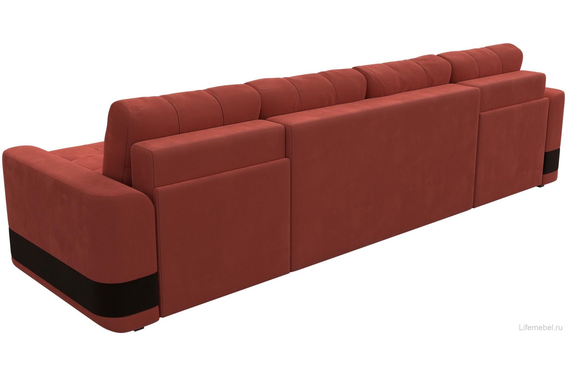 Диван Честер коралловый / коричневый микровельвет