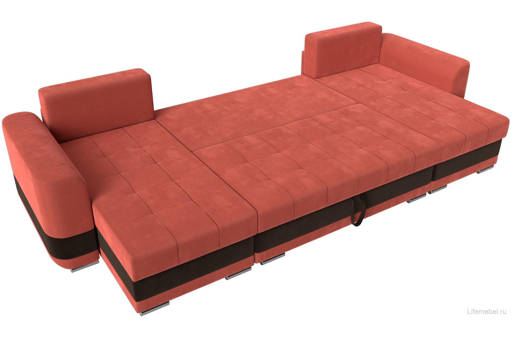 Диван Честер коралловый / коричневый микровельвет