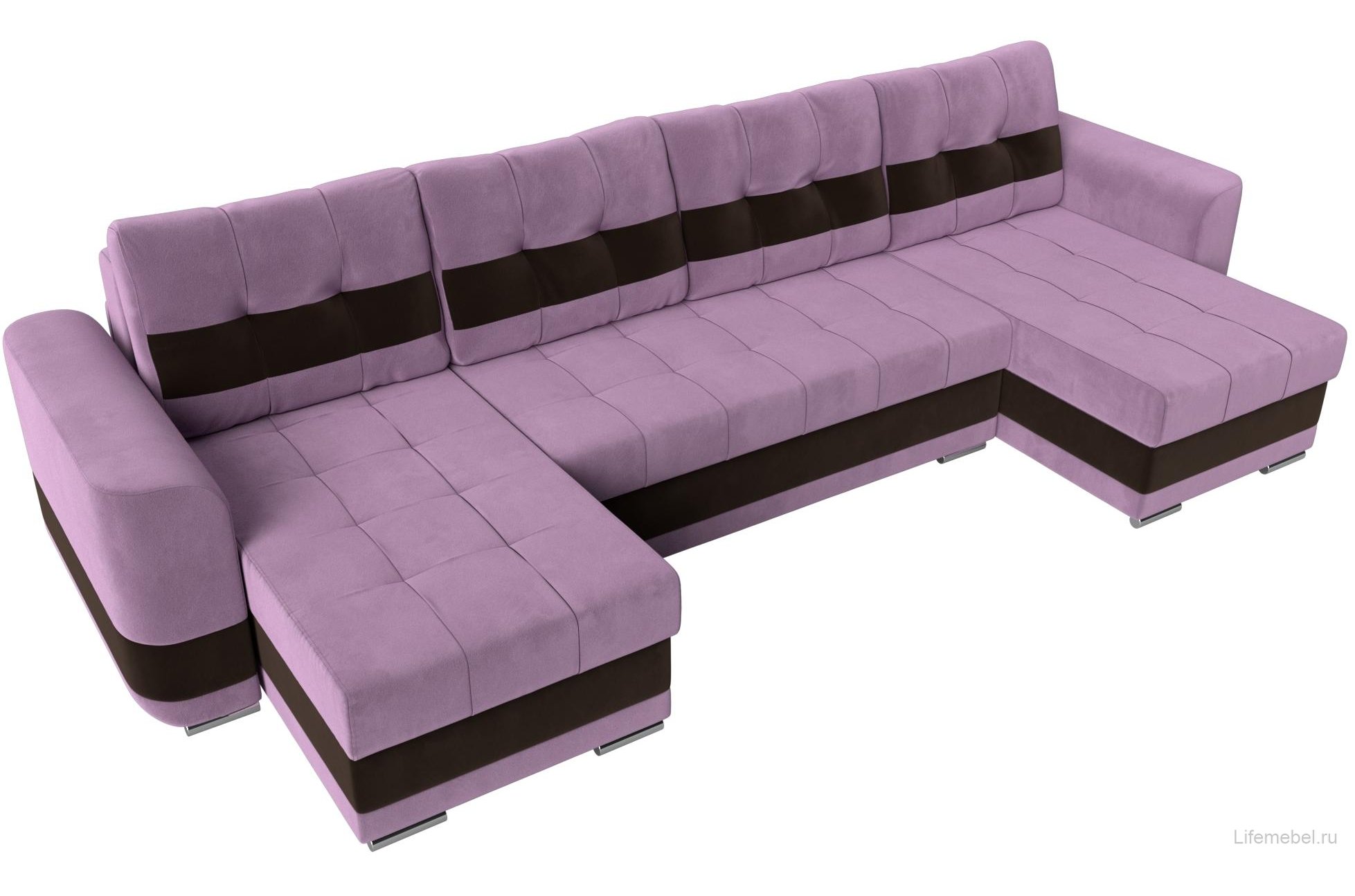 Диван Честер сиреневый / коричневый микровельвет