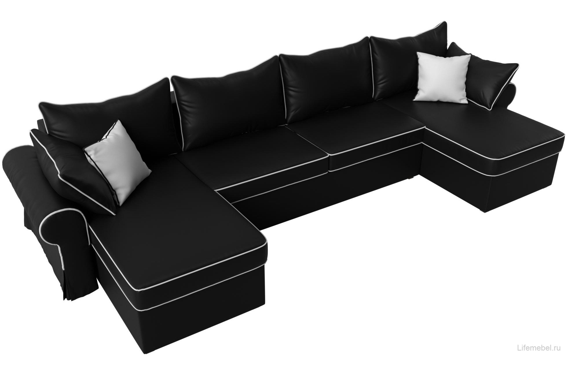 Диван Элис черная экокожа