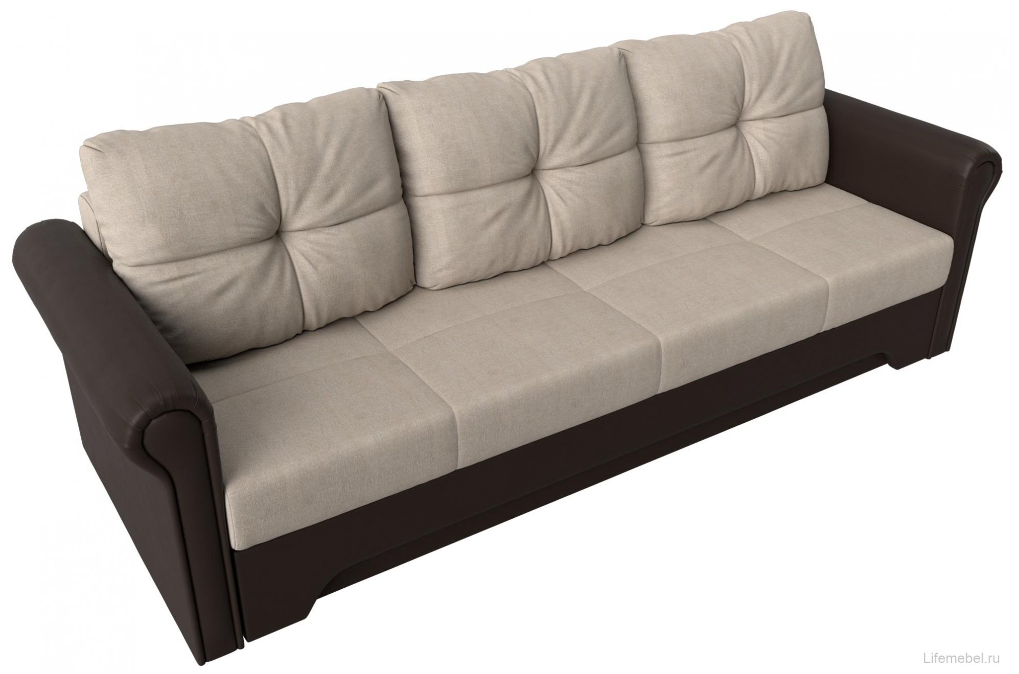 Диван Европа бежевая / коричневая рогожка