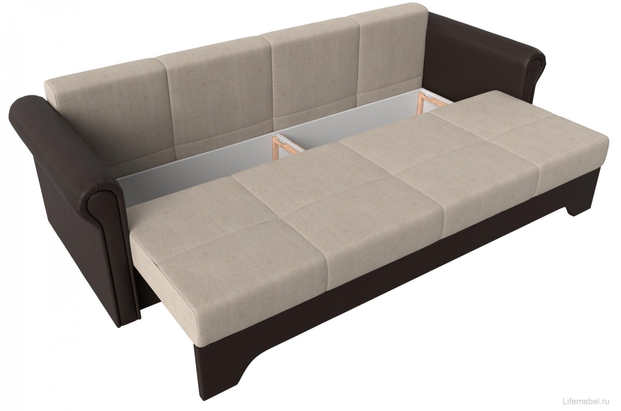 Диван Европа бежевая / коричневая рогожка