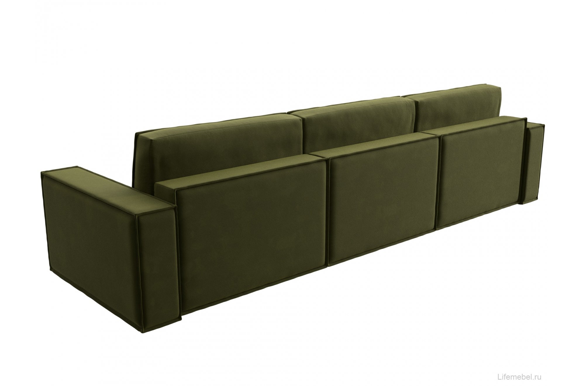 Диван Куба лонг зеленый микровельвет