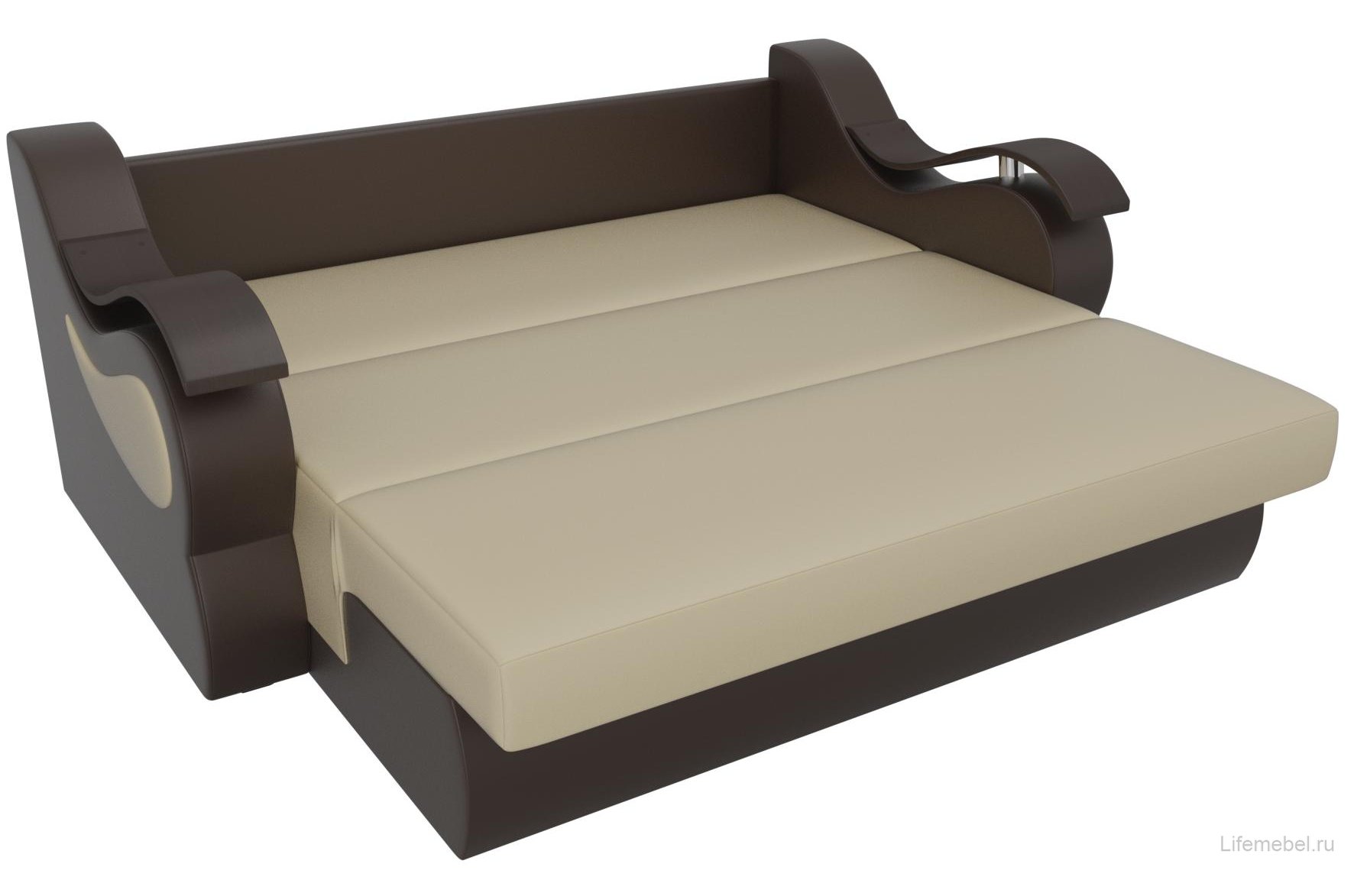 Диван Меркурий прямой эко кожа бежевый / коричневый со спальным местом 160 см