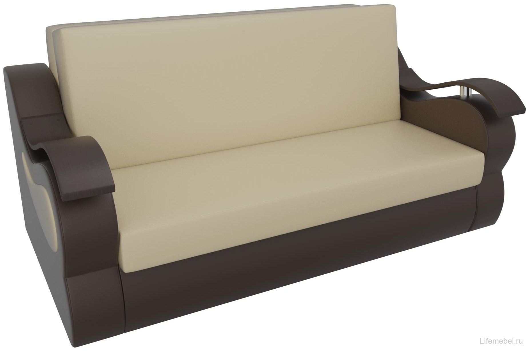 Диван Меркурий прямой эко кожа бежевый / коричневый со спальным местом 160 см