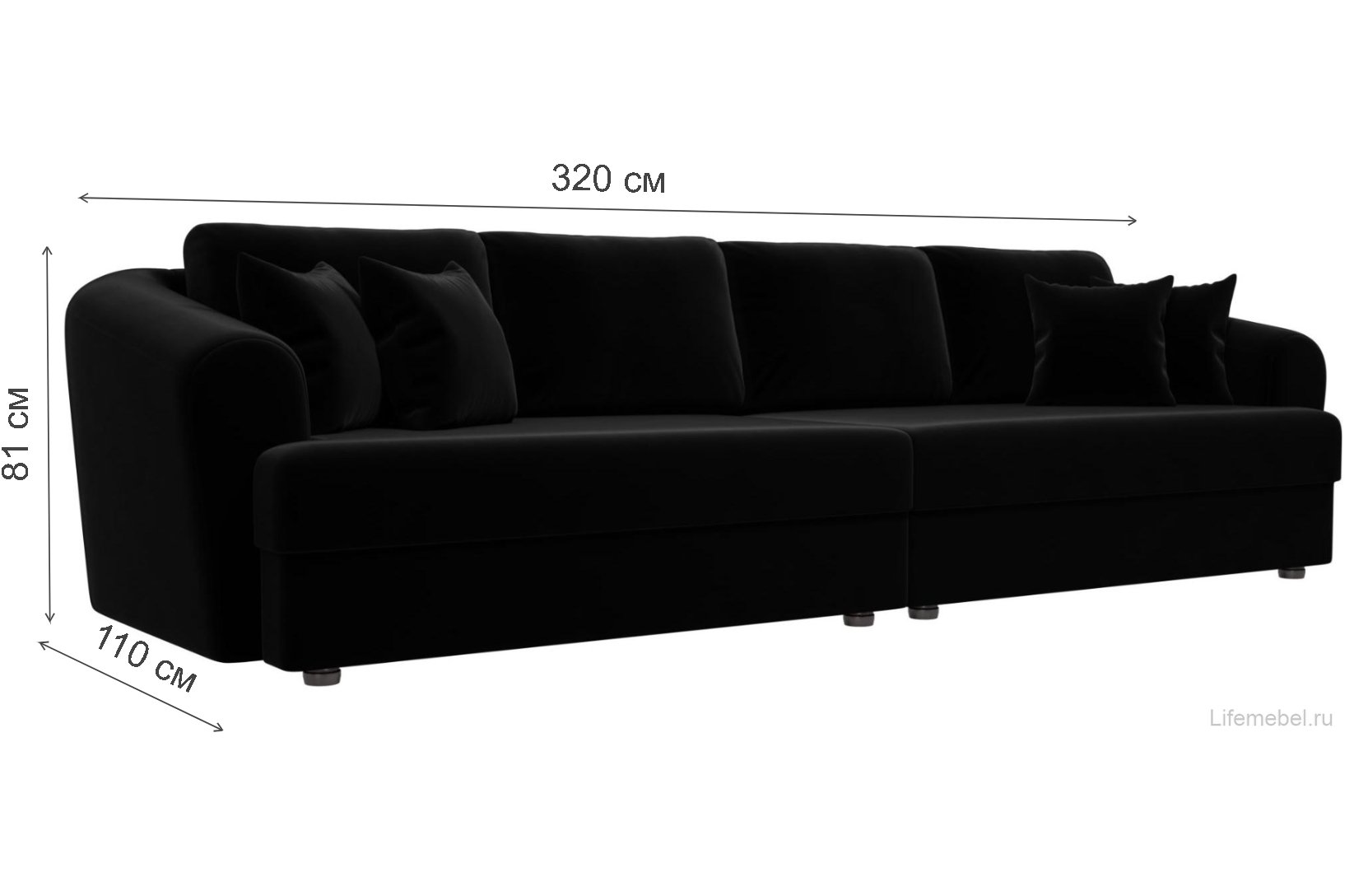 Диван Милтон велюр черный