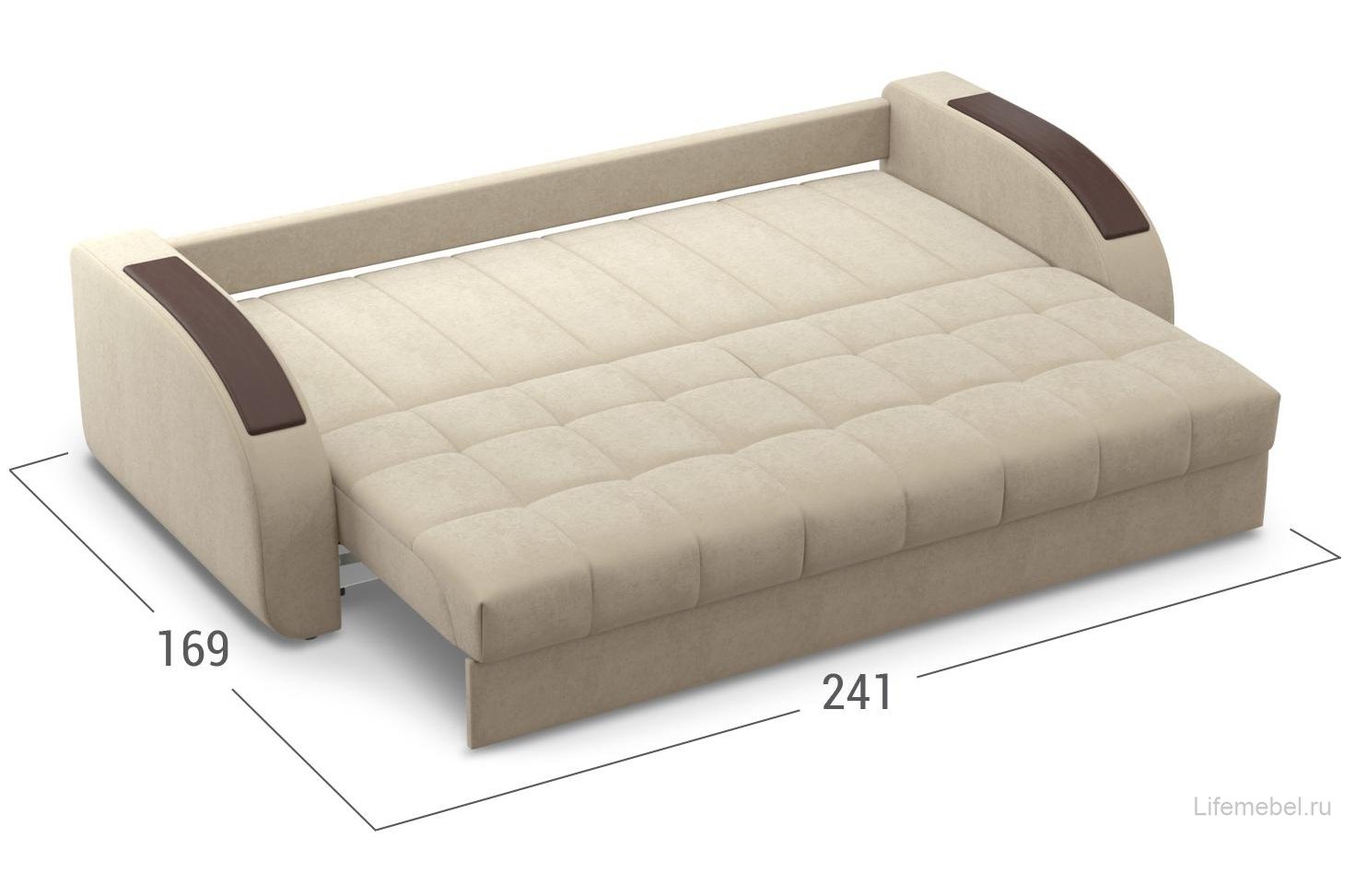 Диван Moon Family 109/Т32 Lux 003141 со спальным местом 160 велюр бежевый 74-70