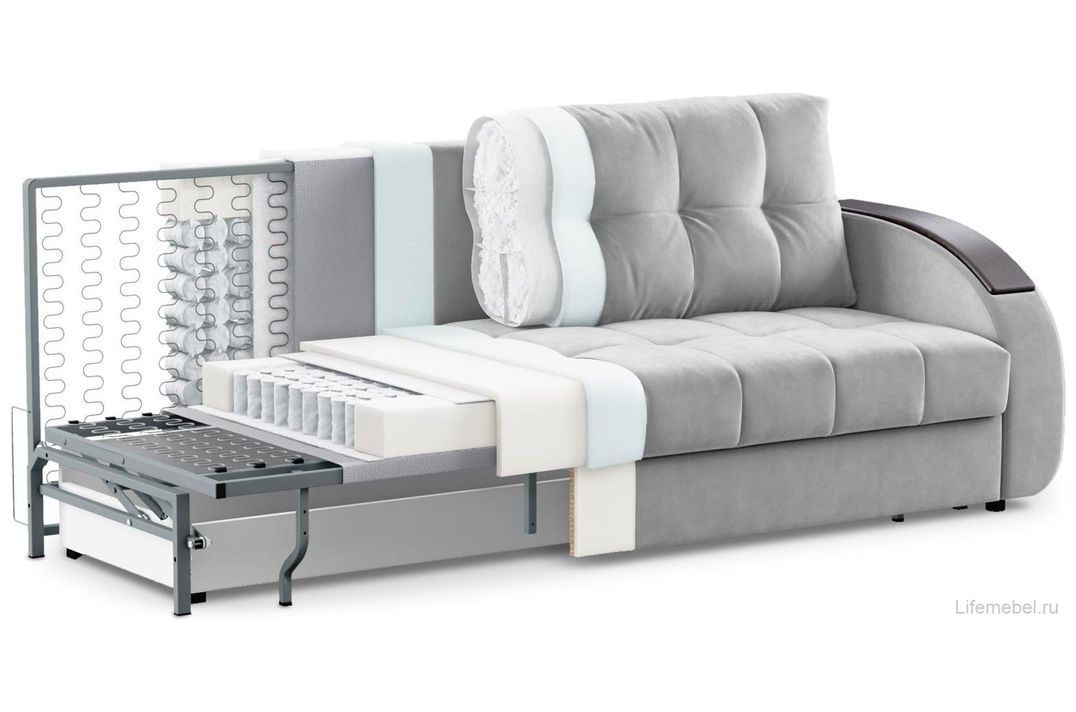 Диван Moon Family 109/Т32 Lux 003141 со спальным местом 160 велюр бежевый 74-70