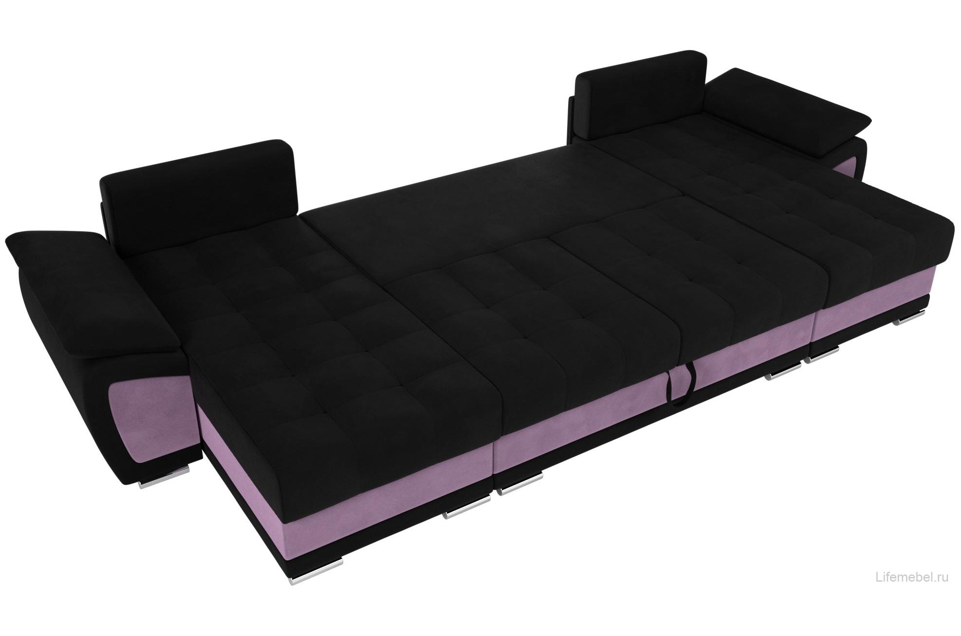 Диван Нэстор черный / сиреневый микровельвет