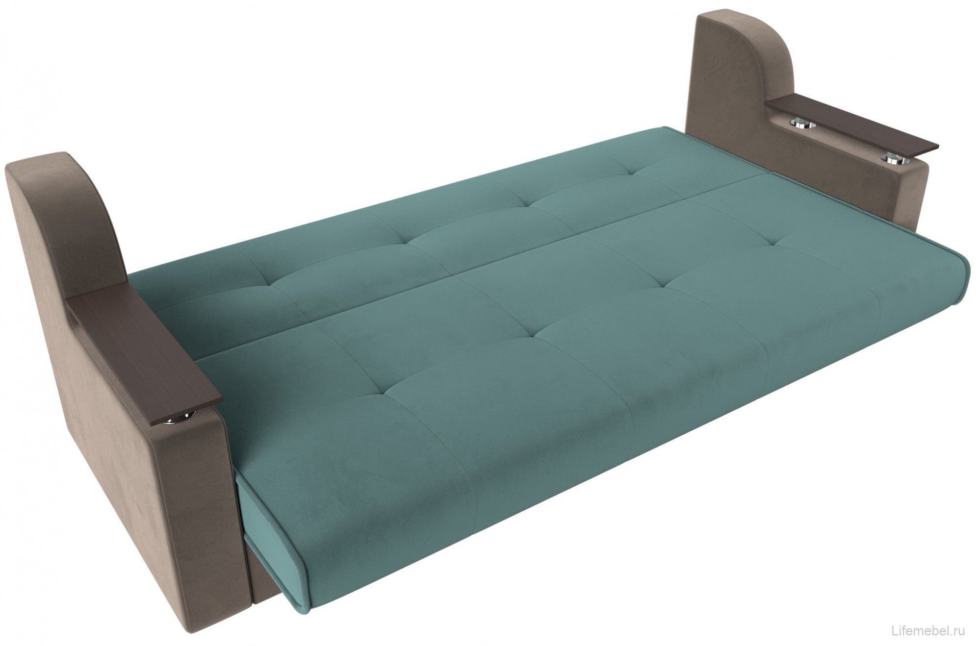 Диван Сенатор бирюзовый / коричневый велюр книжка