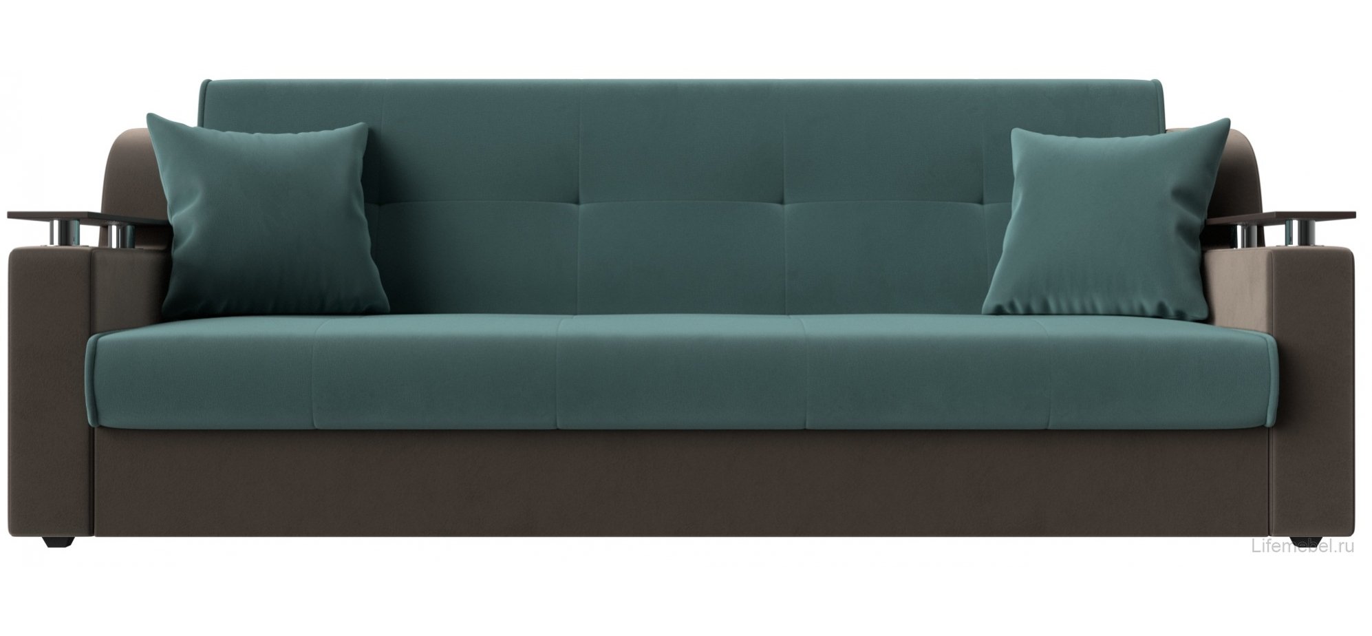 Диван Сенатор бирюзовый / коричневый велюр книжка