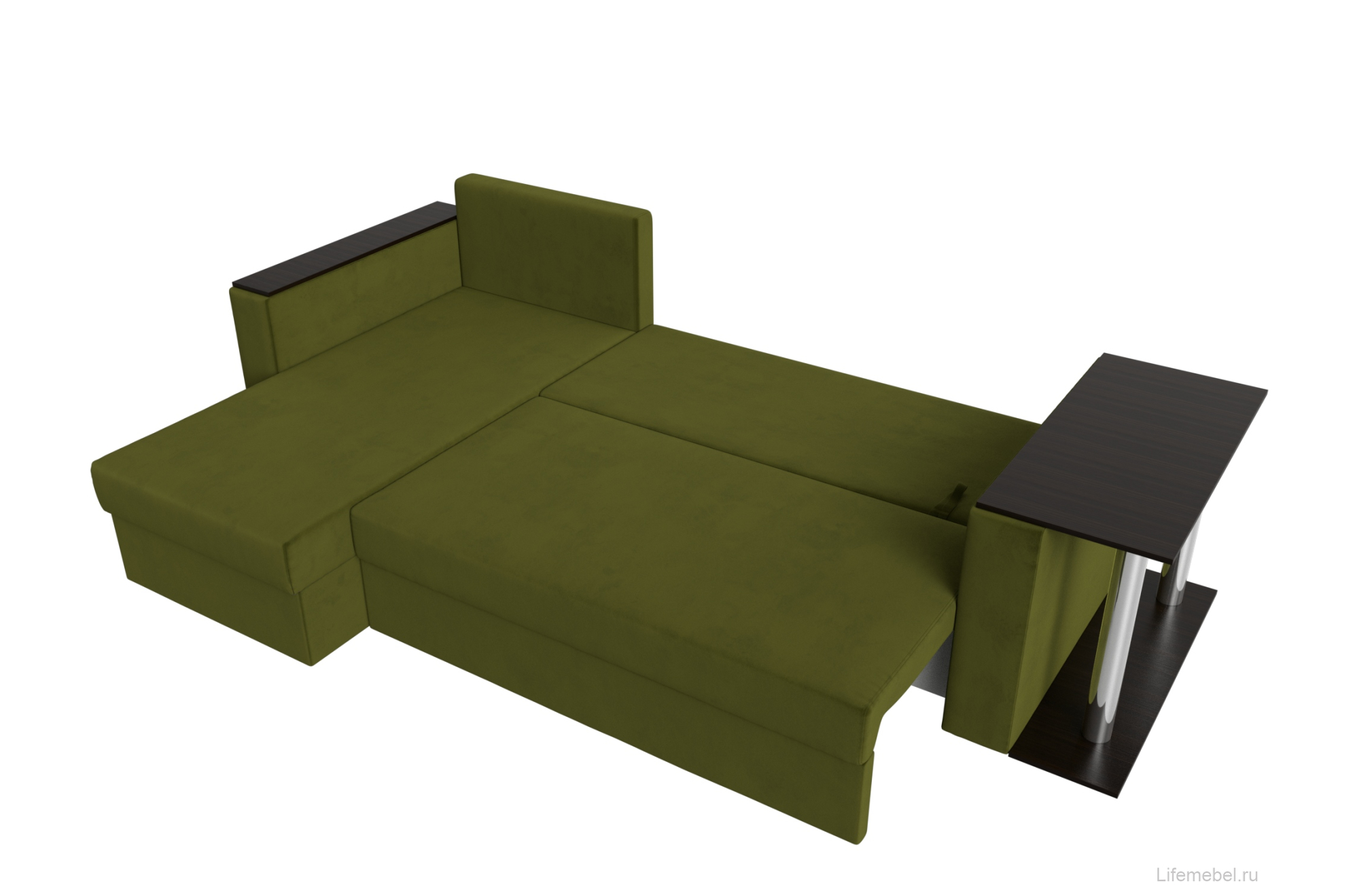 Диван угловой Атланта левый зеленый микровельвет