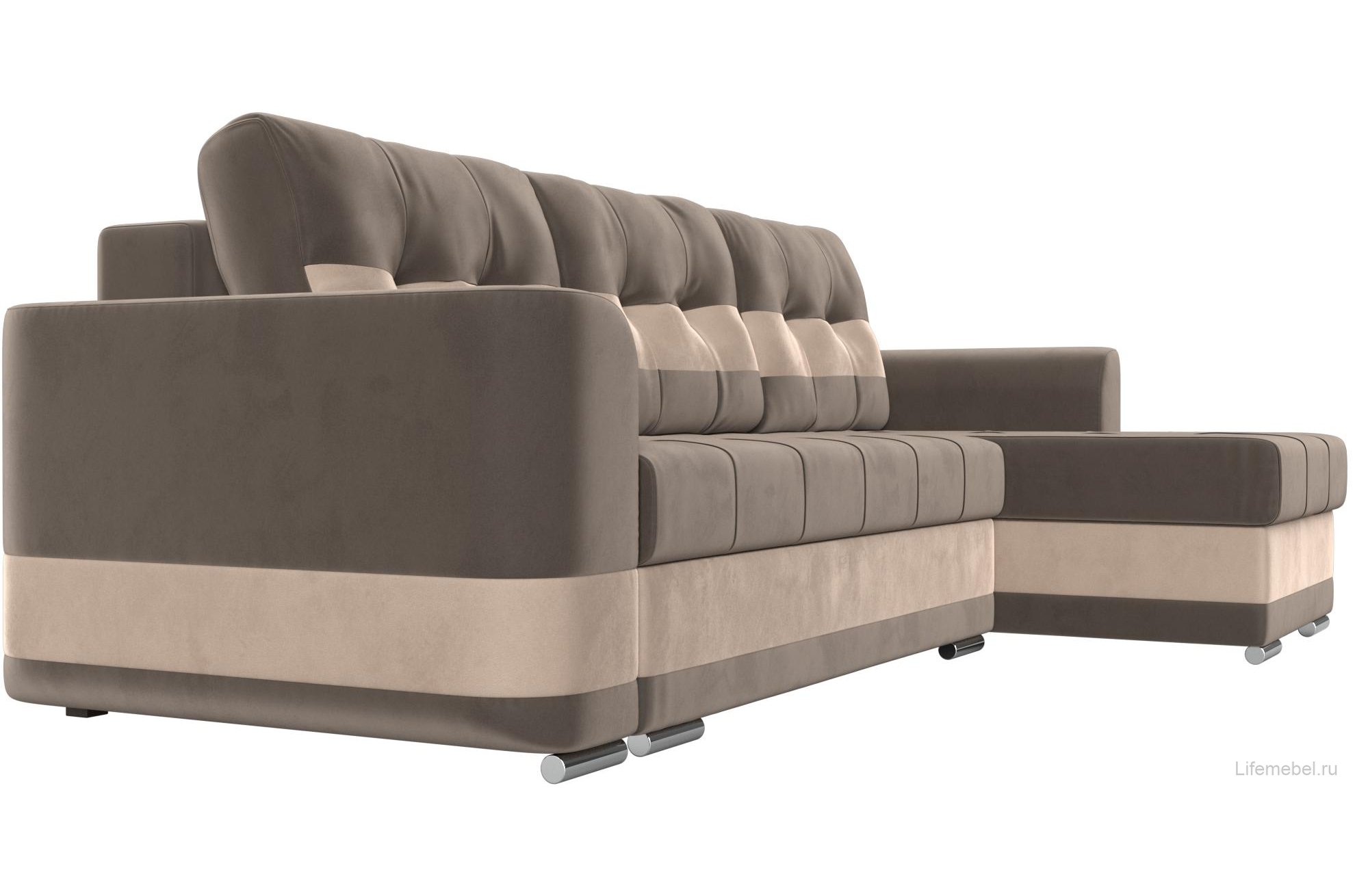 Диван угловой Честер правый коричневый велюр