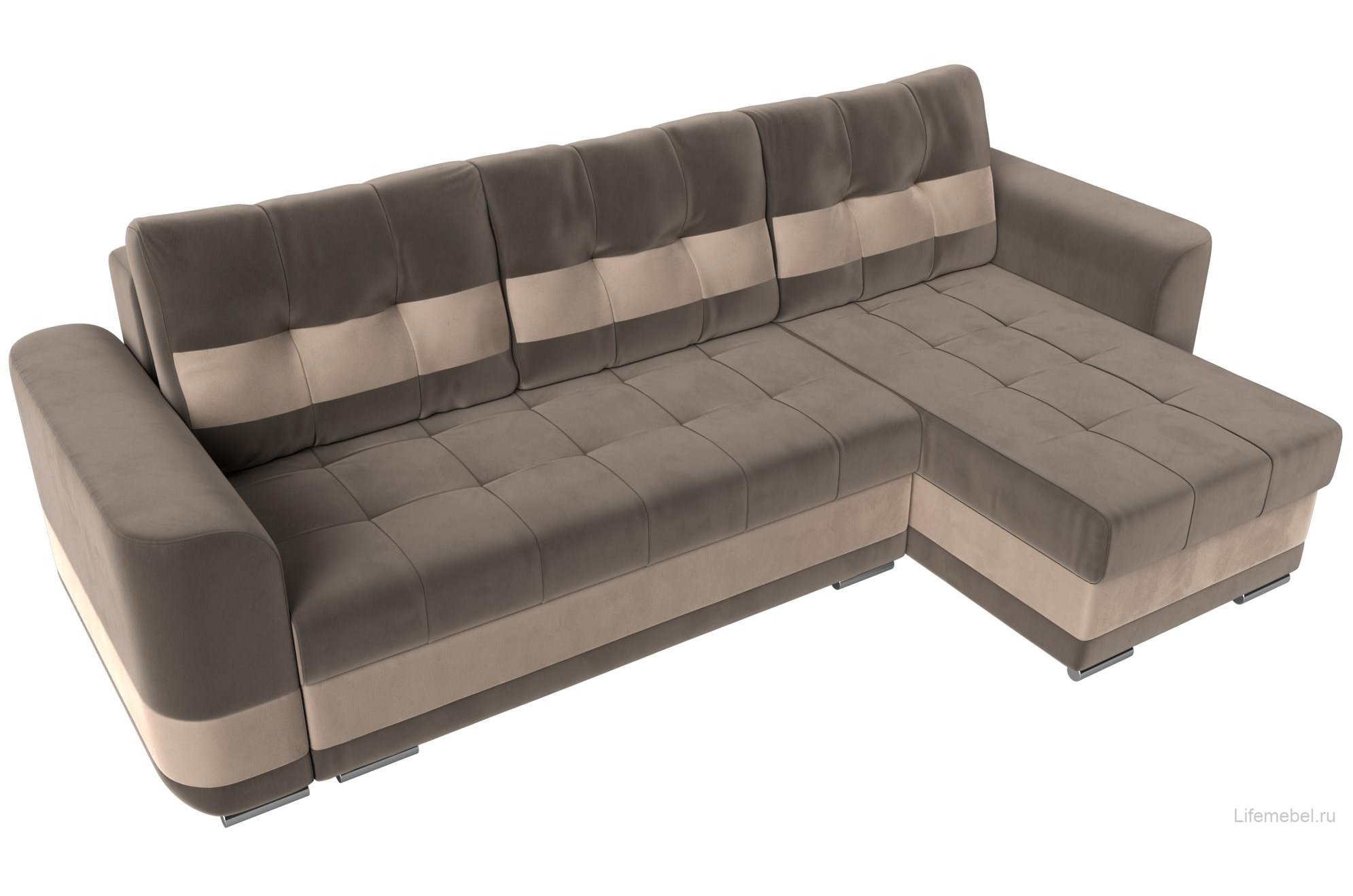 Диван угловой Честер правый коричневый велюр