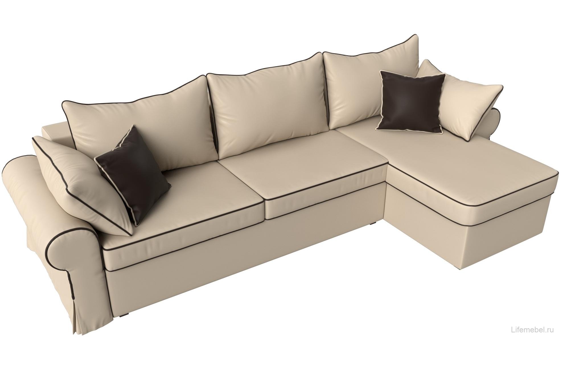 Диван Элис правый бежевая экокожа