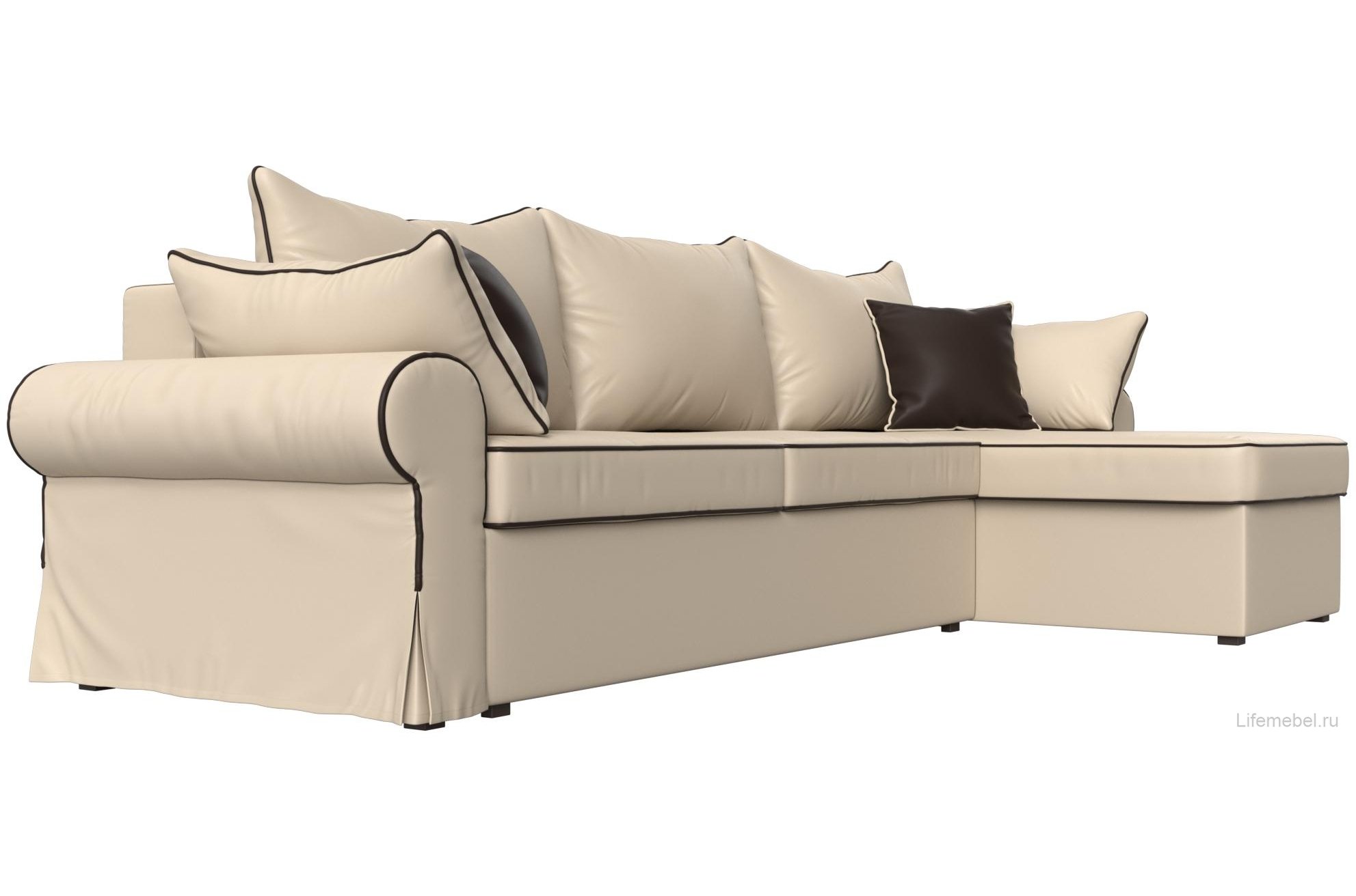 Диван Элис правый бежевая экокожа