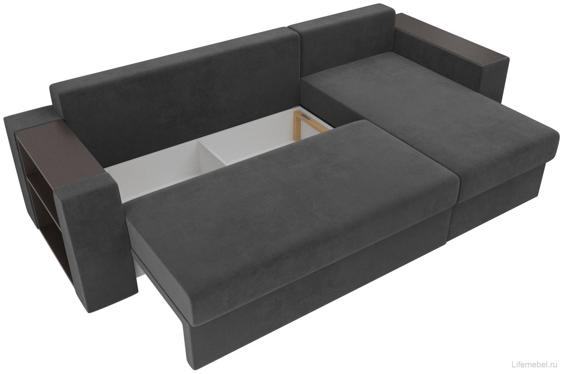 Диван угловой Эридан правый серый велюр