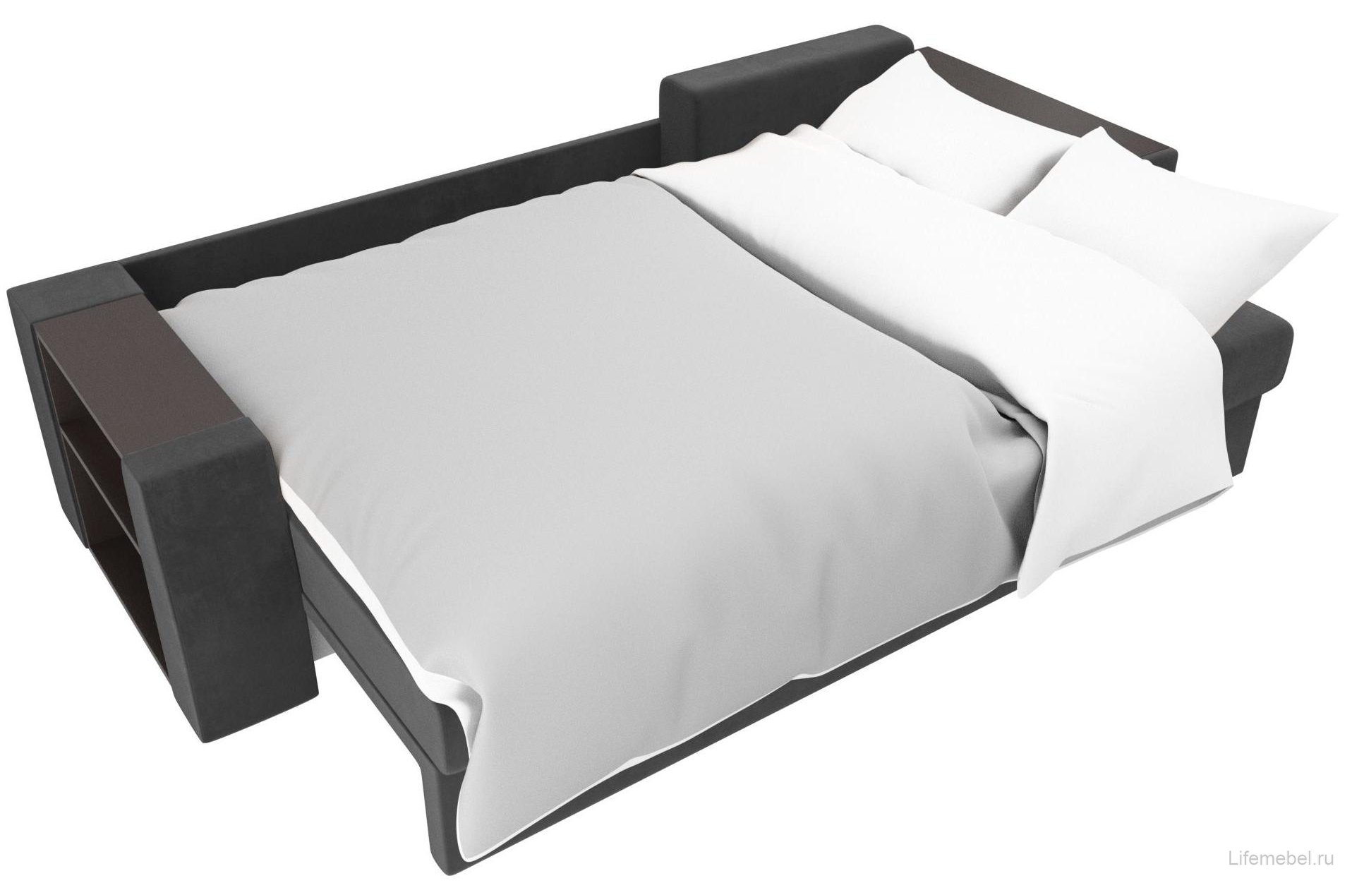 Диван угловой Эридан правый серый велюр