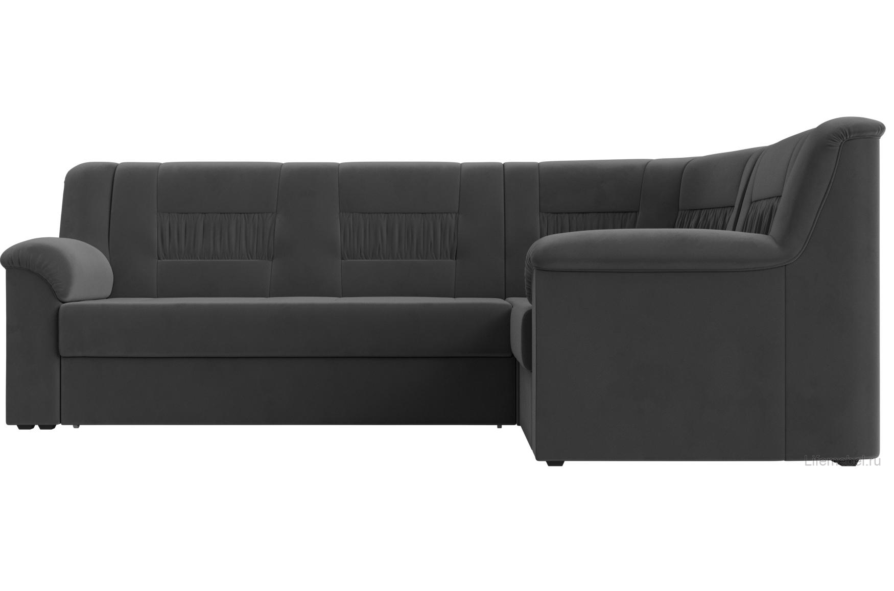 Диван угловой Карелия правый серый велюр