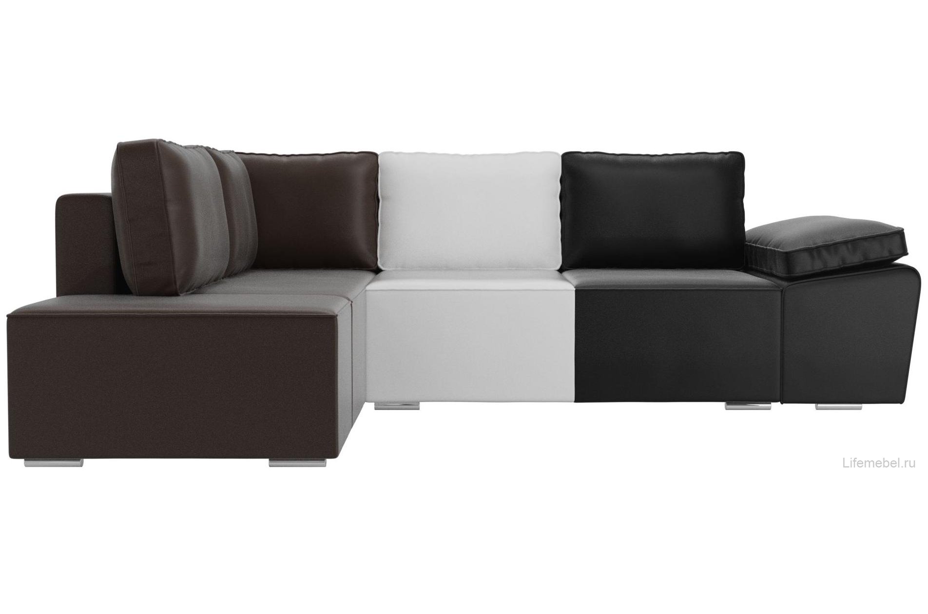 Диван угловой Хьюго левый черная / белая / коричневая экокожа