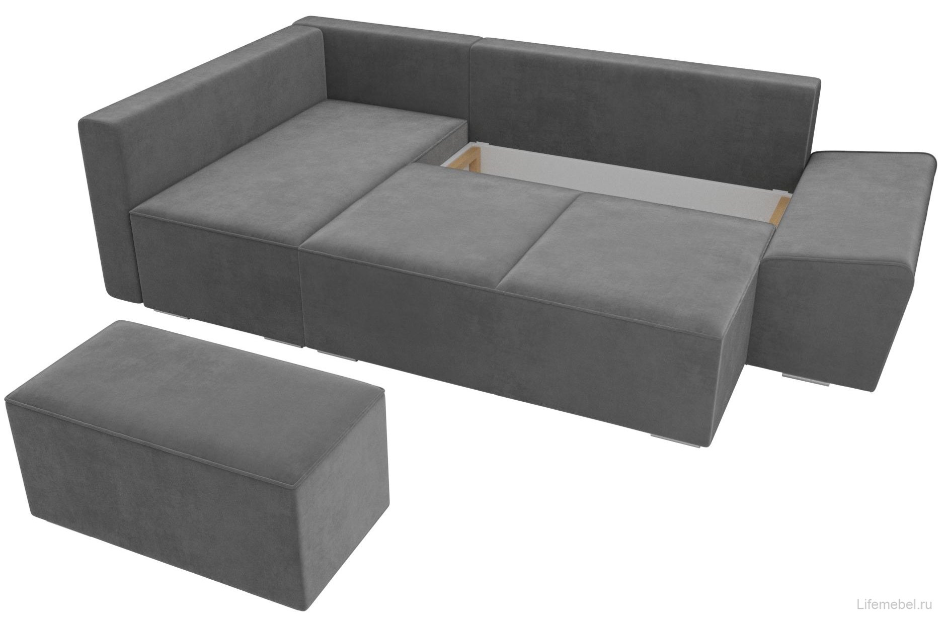 Диван угловой Хьюго левый серый велюр