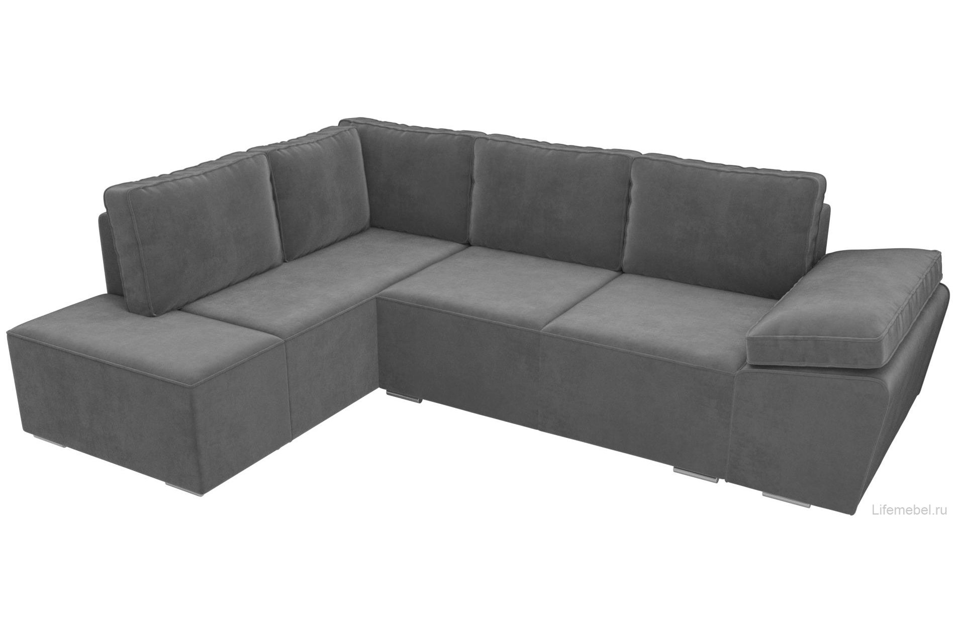 Диван угловой Хьюго левый серый велюр