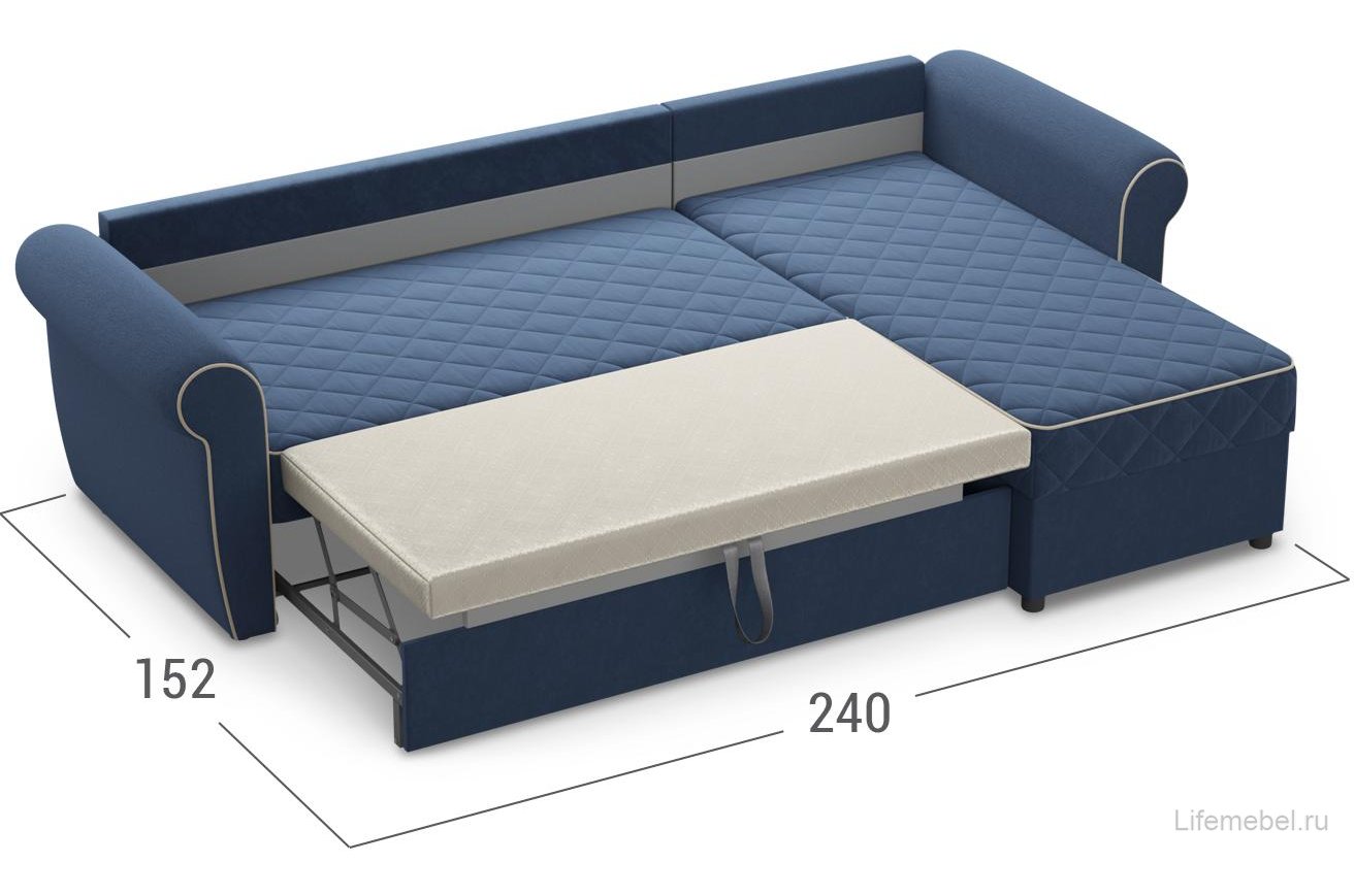 Диван угловой Moon Family 123 велюр синий