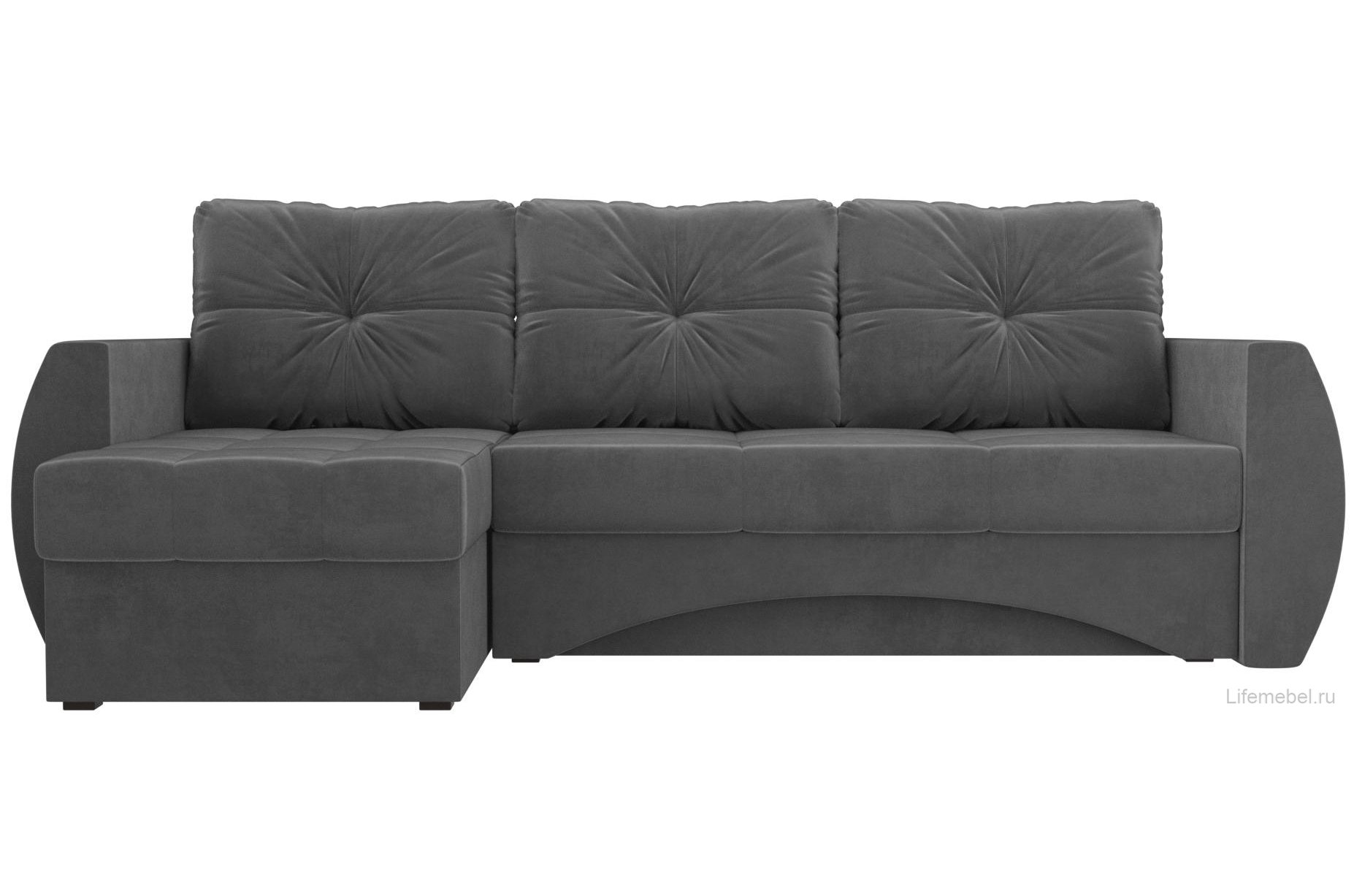 Диван угловой Сатурн левый серый велюр