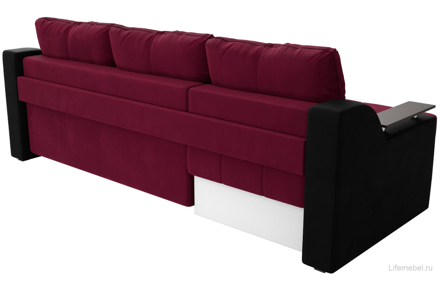 Диван угловой Сенатор НПБ микровельвет красный / черный левый