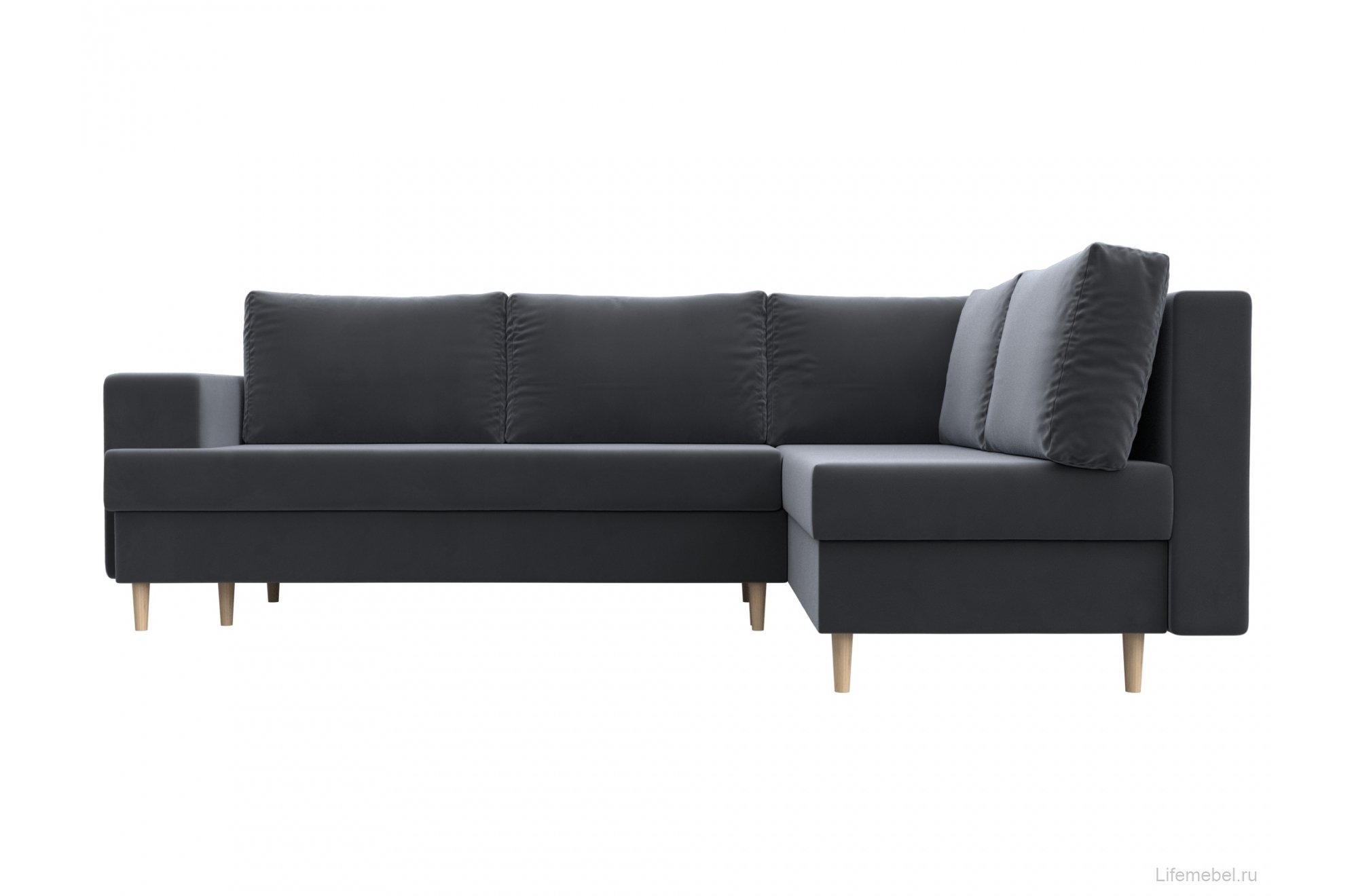 Диван угловой Сильвана велюр MR серый правый