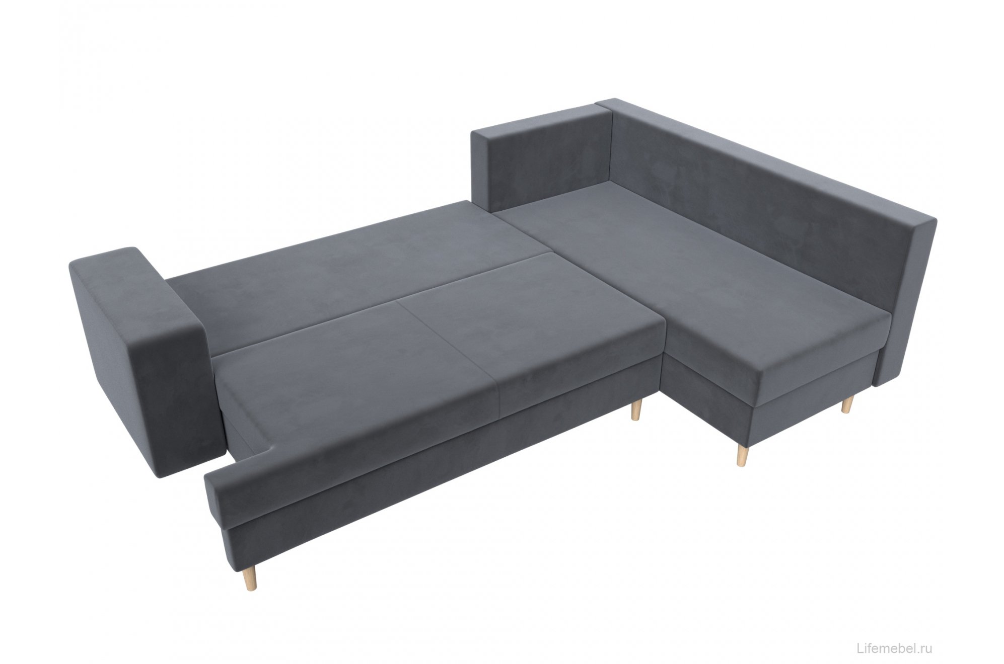 Диван угловой Сильвана велюр MR серый правый