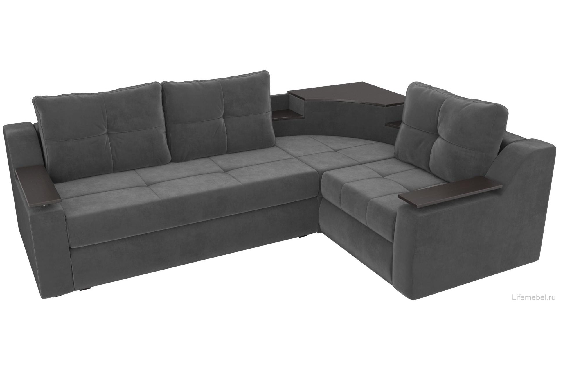 Диван угловой Тесей правый велюр серый