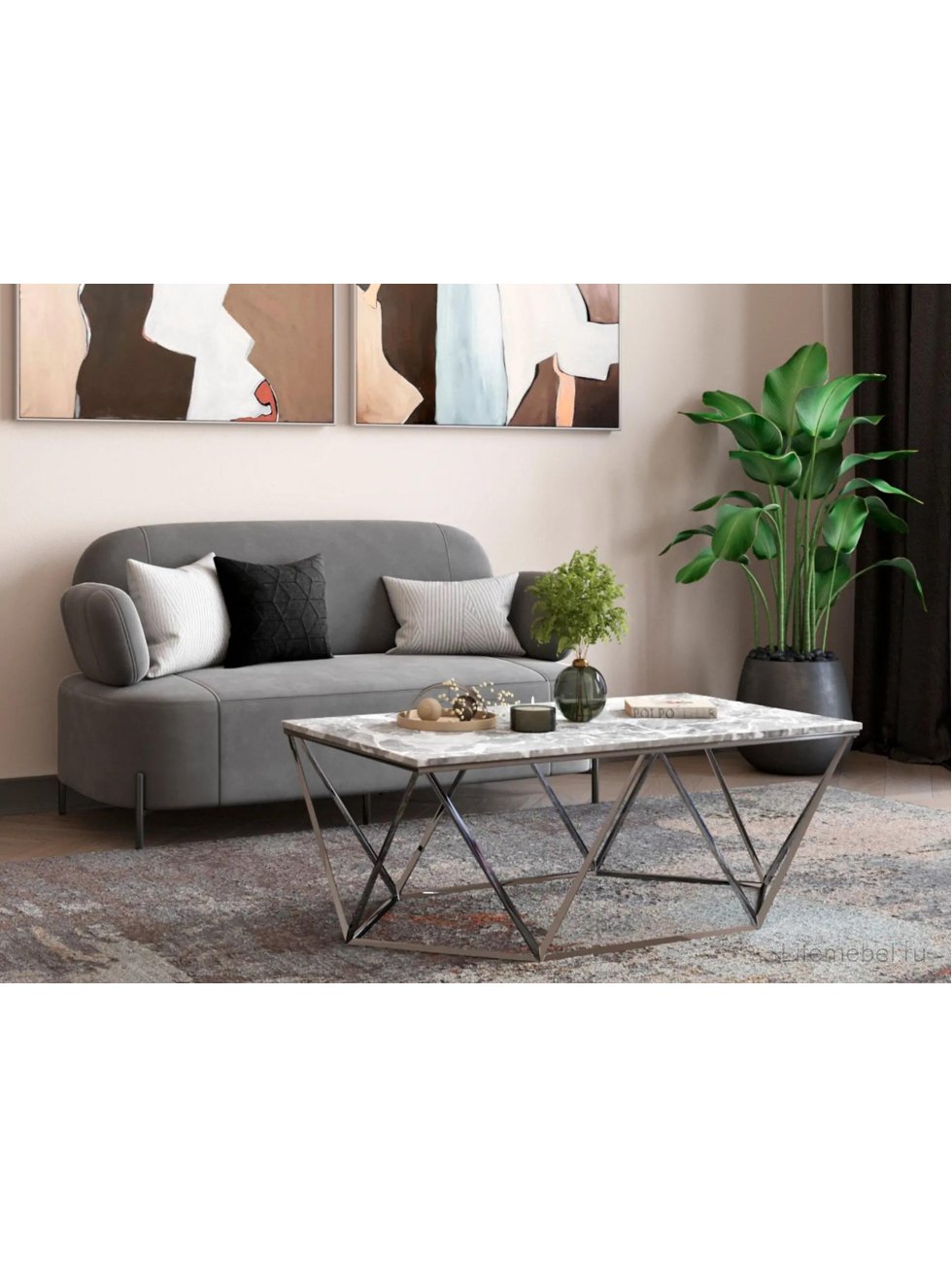 Диван Уно серый велюр