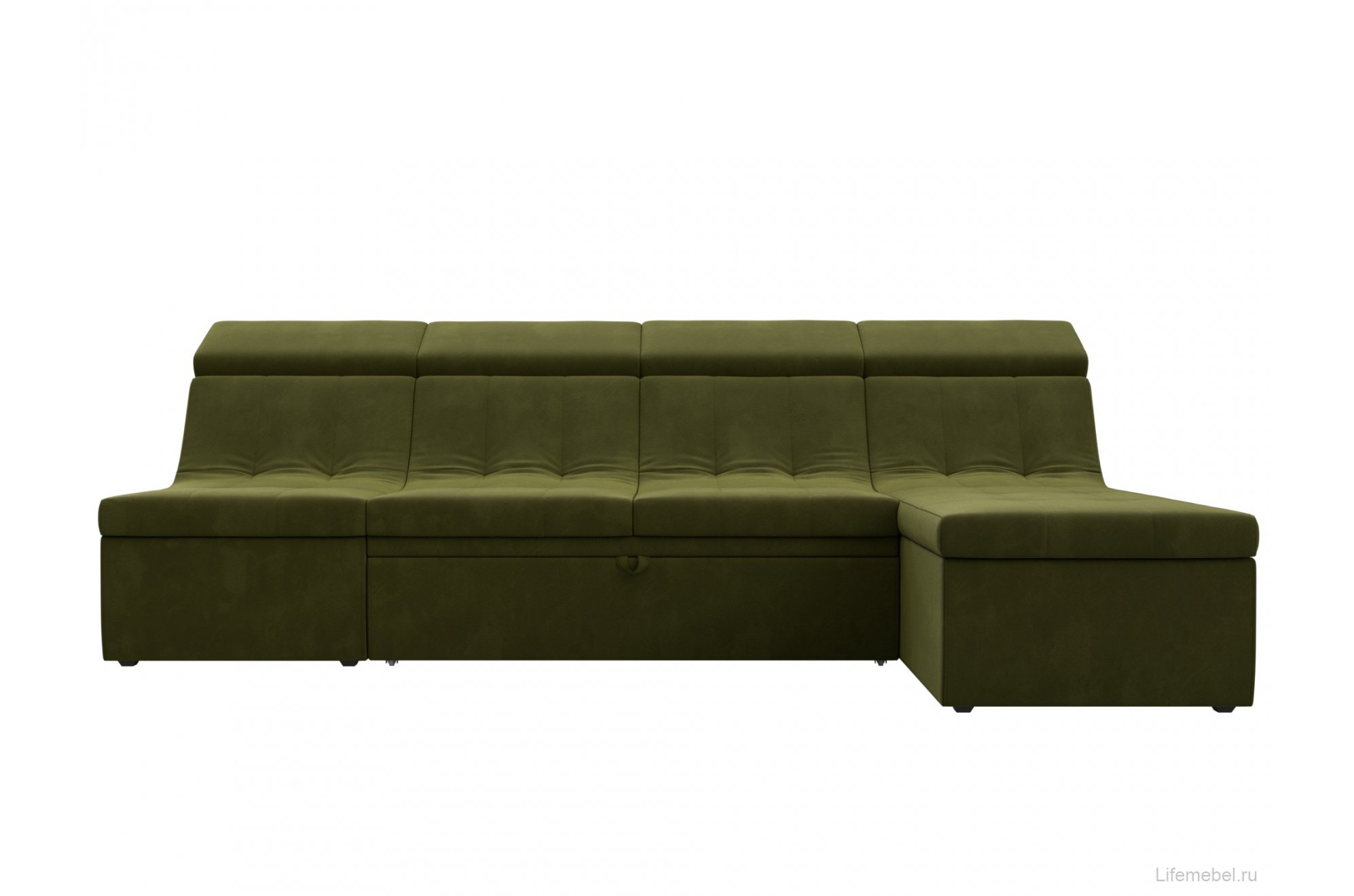 Модульный диван угловой Холидей Люкс правый зеленый микровельвет