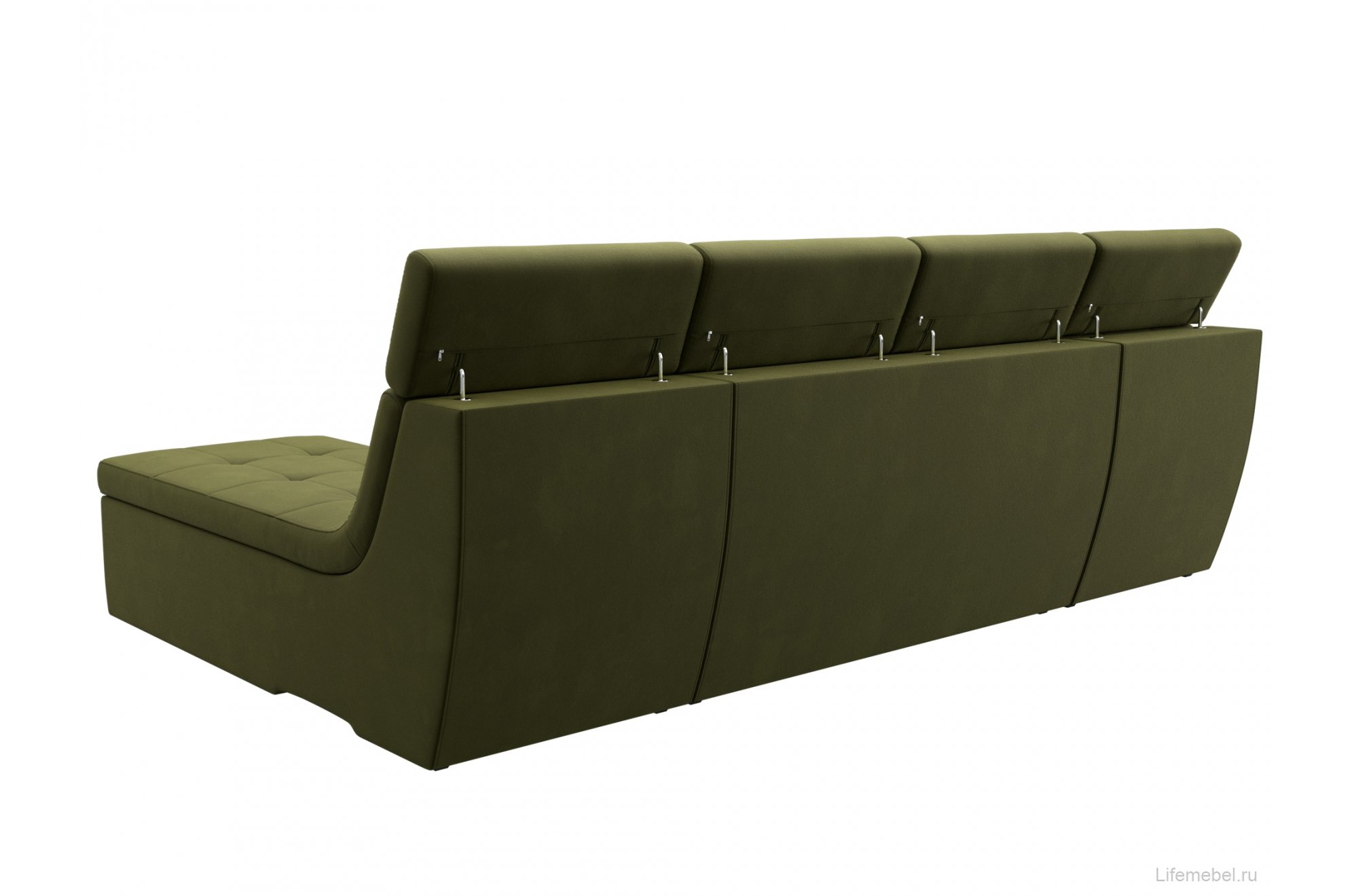 Модульный диван угловой Холидей Люкс правый зеленый микровельвет