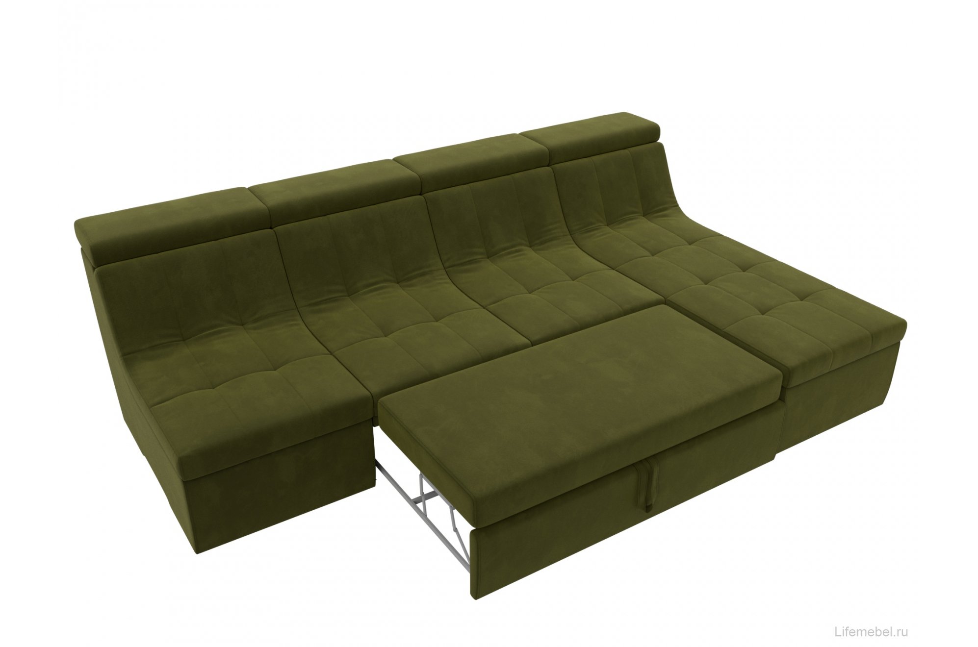 Модульный диван угловой Холидей Люкс правый зеленый микровельвет