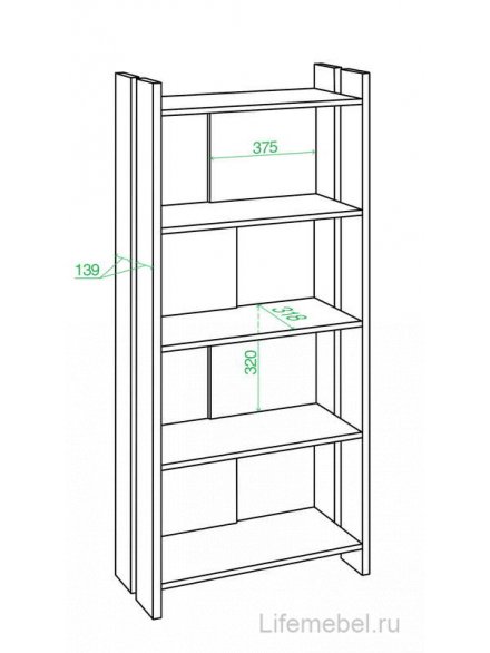 Стеллаж 152 см венге / карамель