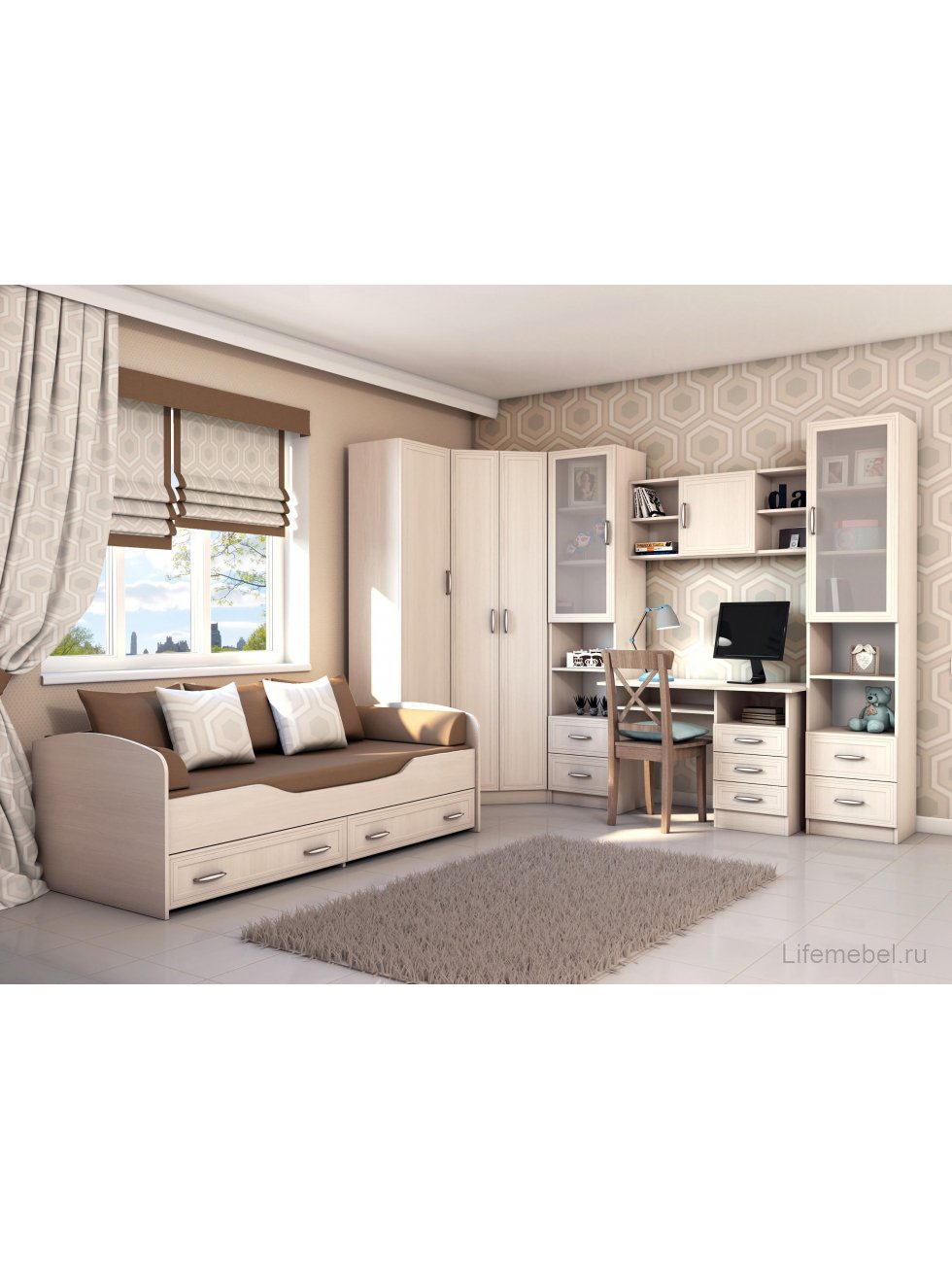 Шкаф-пенал Колибри бодега со стеклом