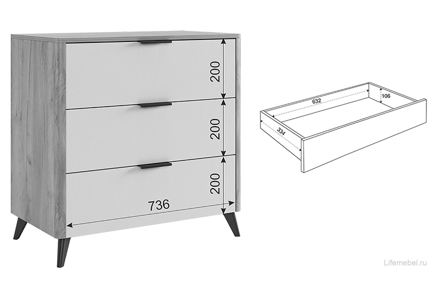 Комод Адам дуб крафт золотой/графит