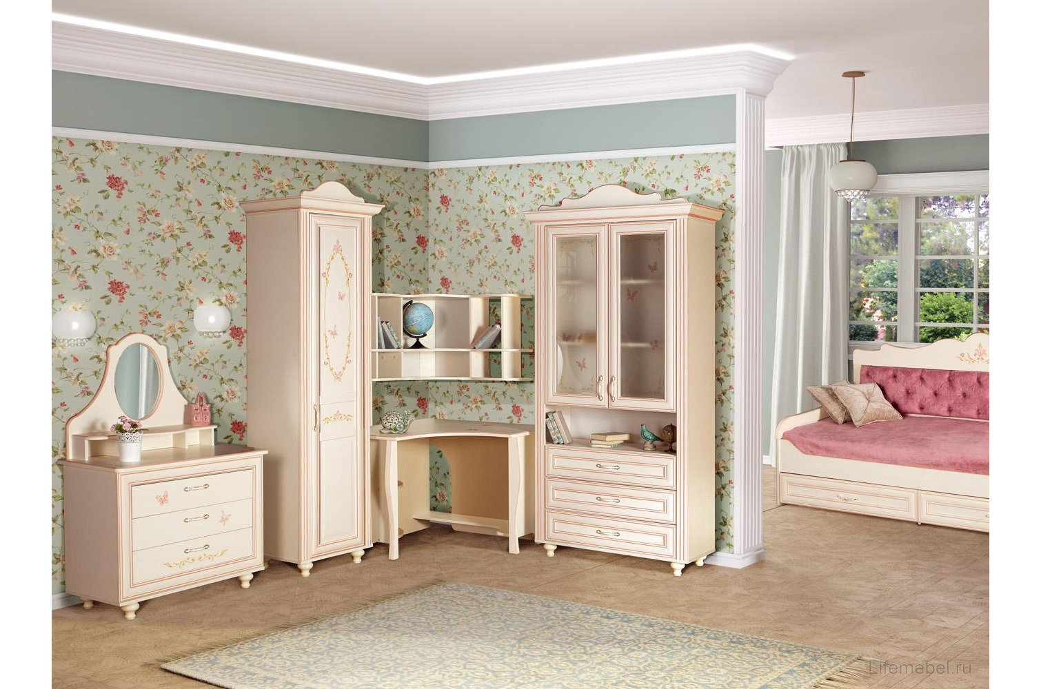 Полка угловая Алиса №559 кремовая белая