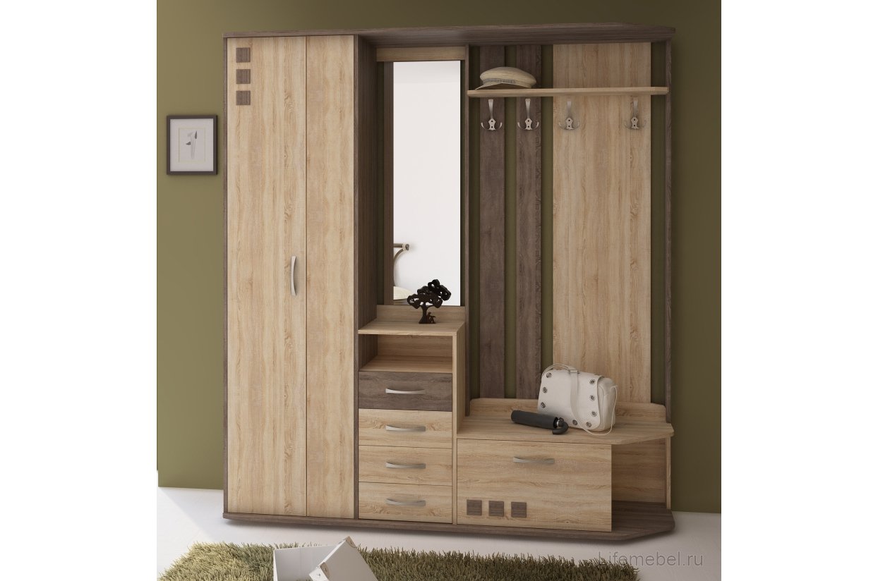 Прихожая 12.7 ель светлая / стерлинг темный