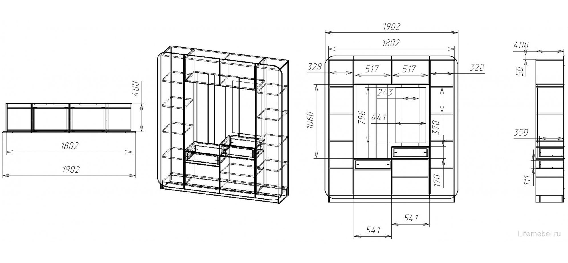 Прихожая Мебелеф 5 ясень шимо темный / черный