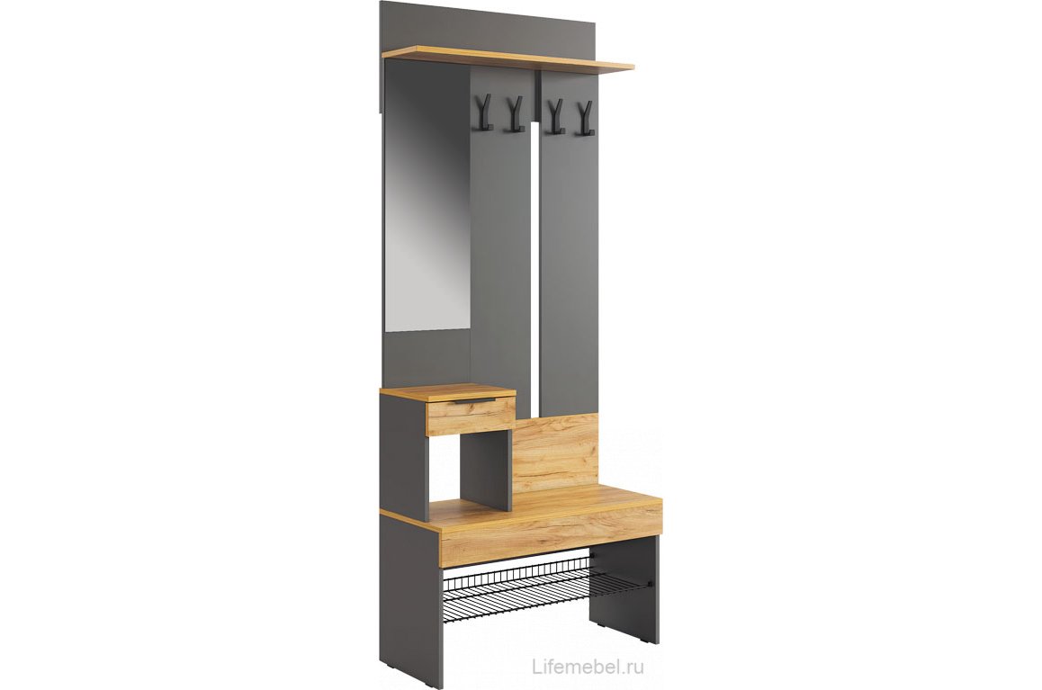 Модульная прихожая Баско К11 графит / дуб крафт золотой комплектация 11