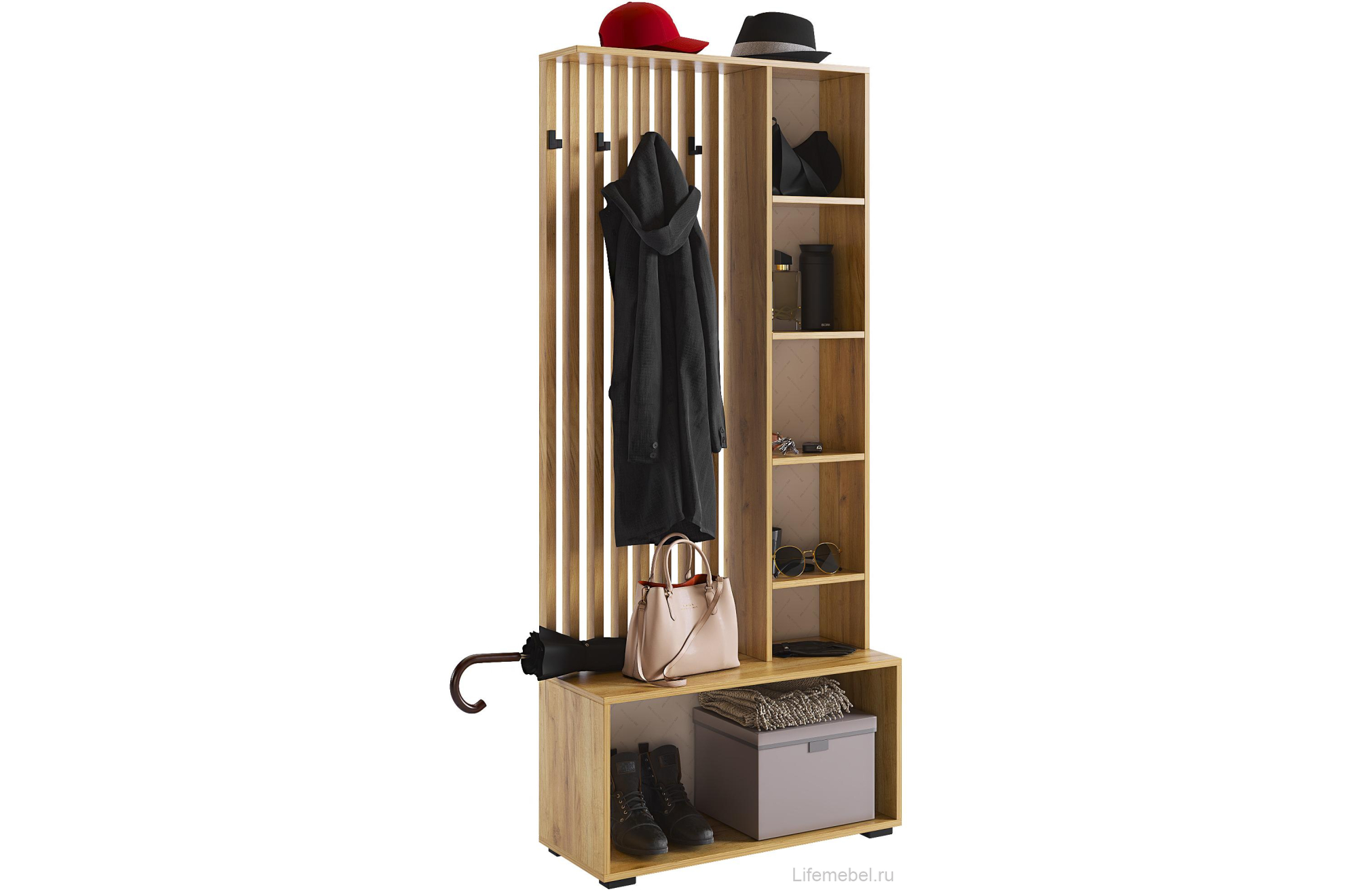 Модульная прихожая Бери К1 дуб крафт золотой / графит комплектация 1