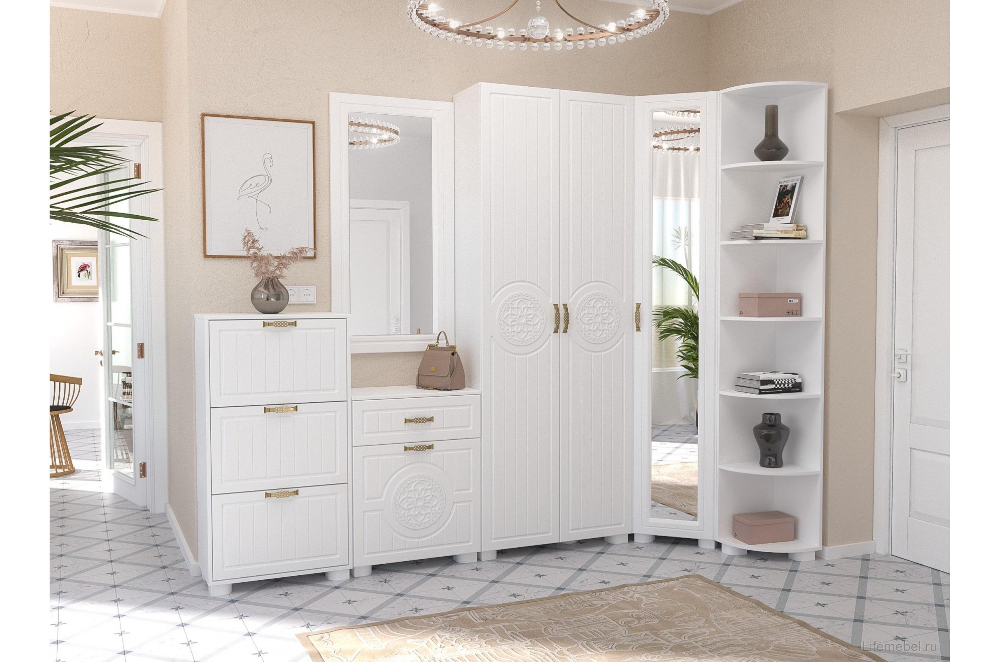 Обувница Монблан МБ-34К белое дерево