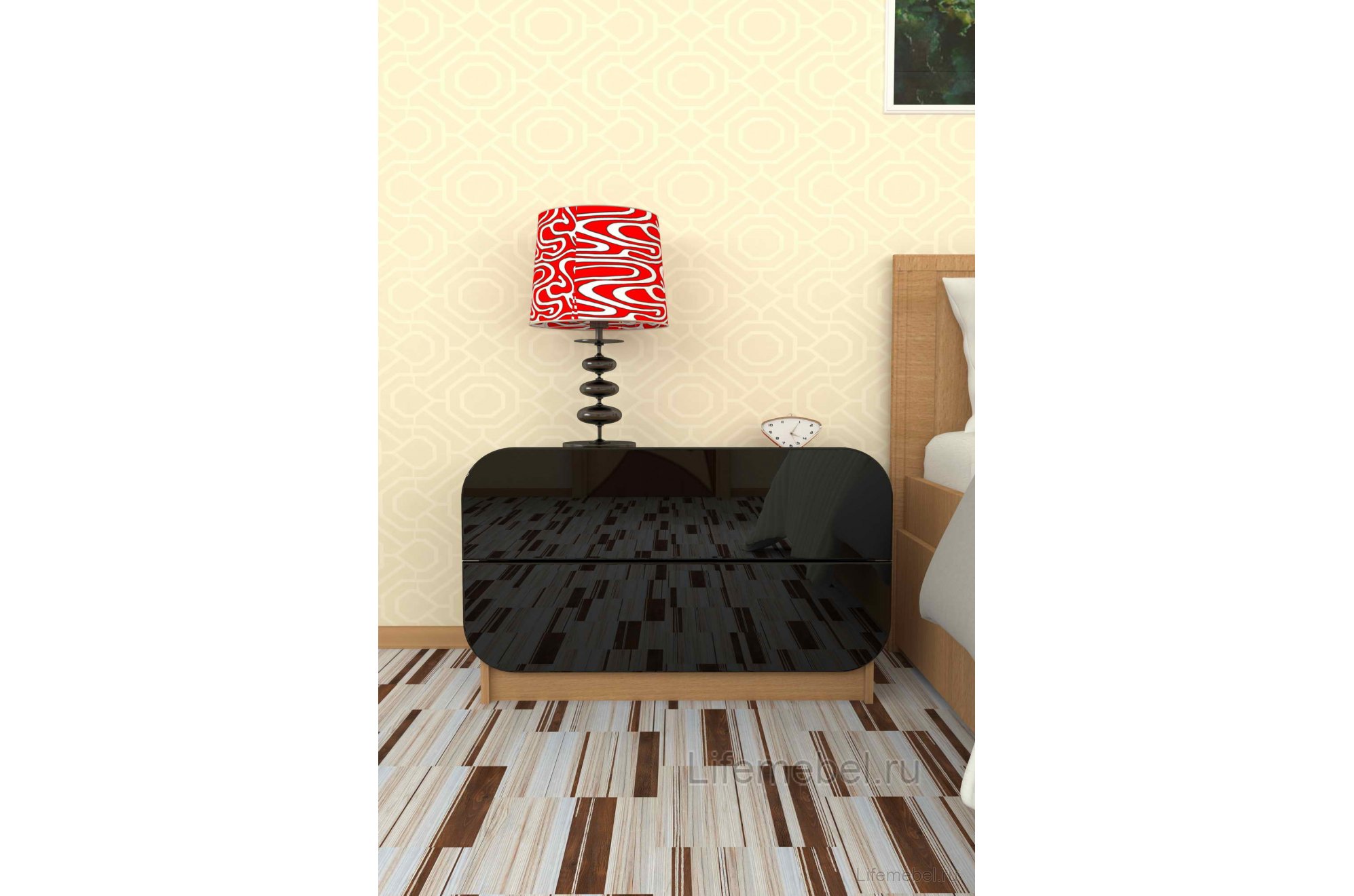 Комод Мебелеф - 21 бук / черный глянец