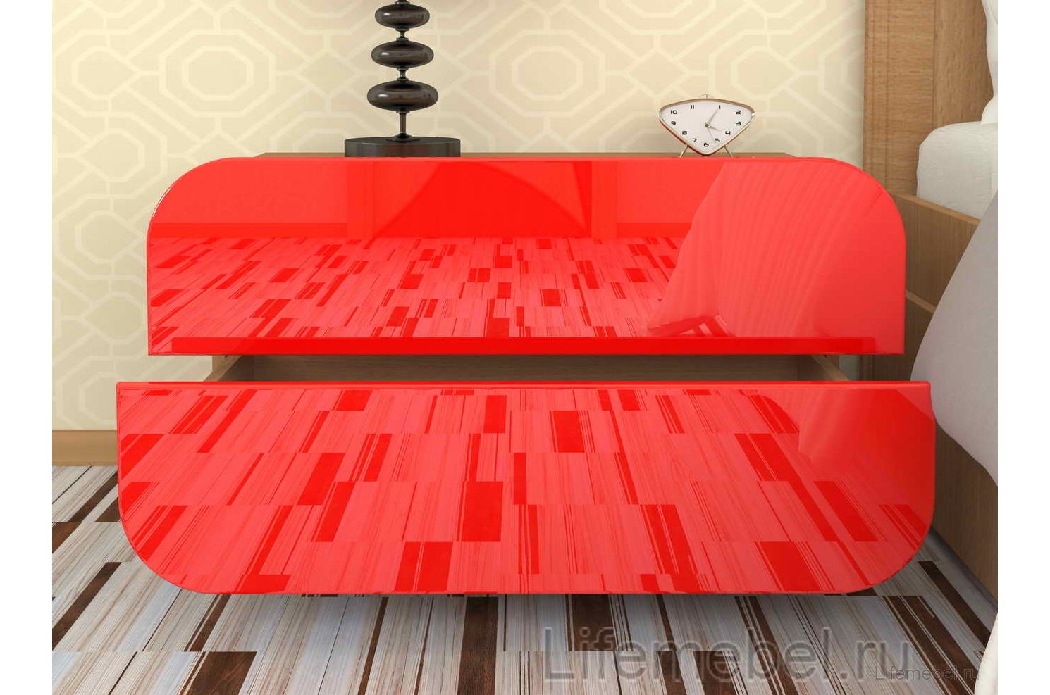 Комод Мебелеф - 21 бук / красный глянец